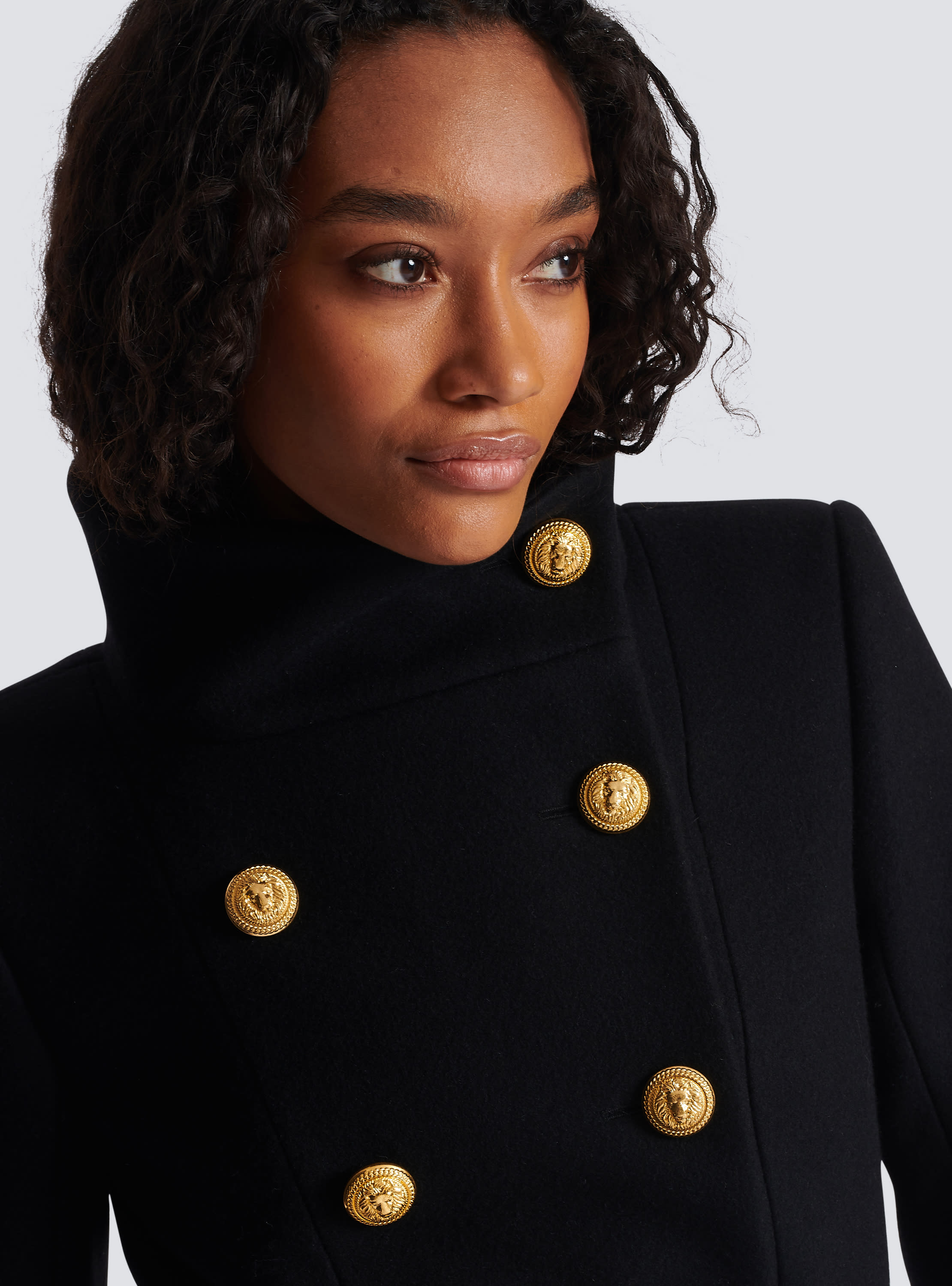 Balmain Long Wool Military Style Coat