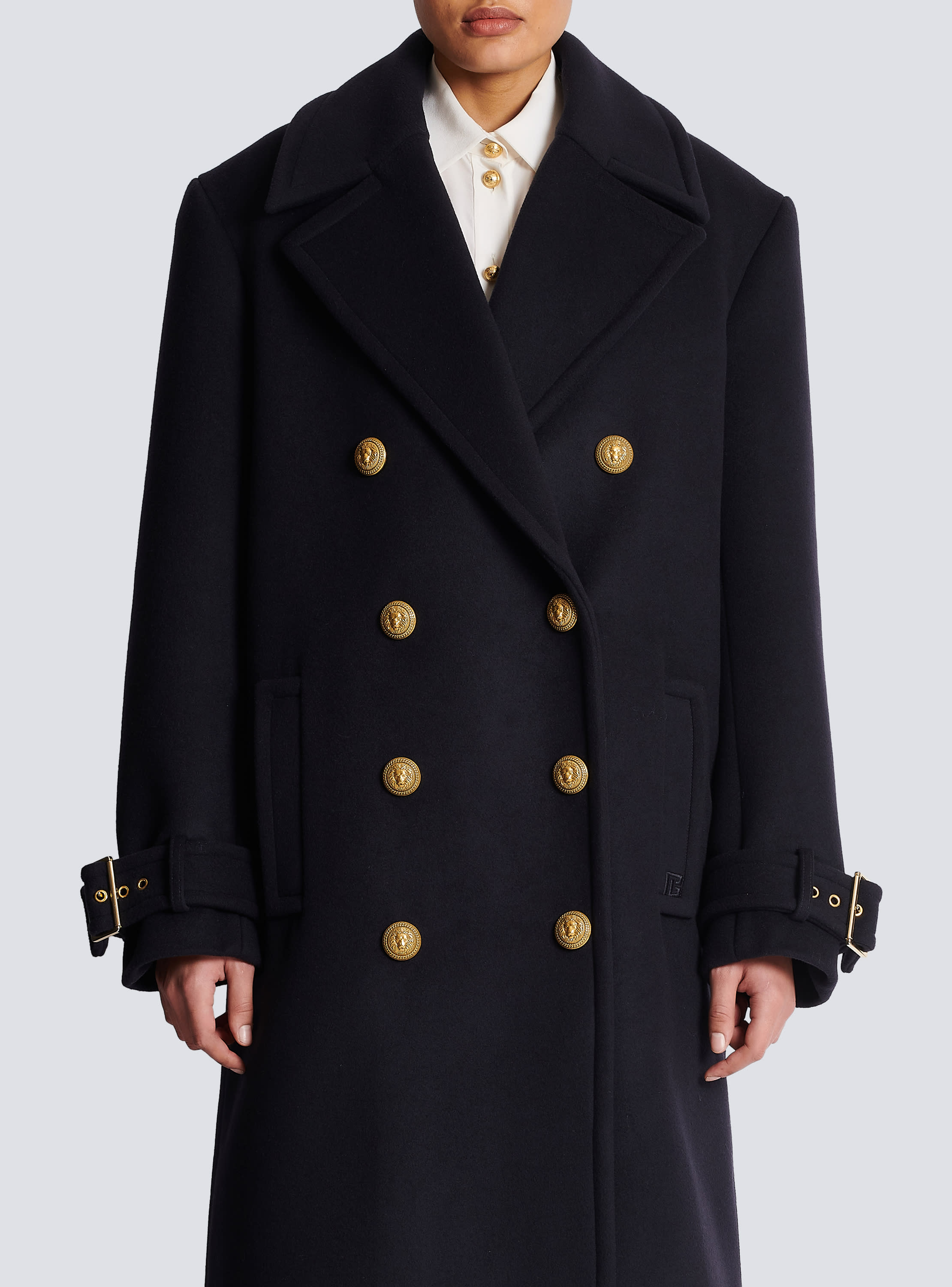 Balmain double breasted wool 2024 coat