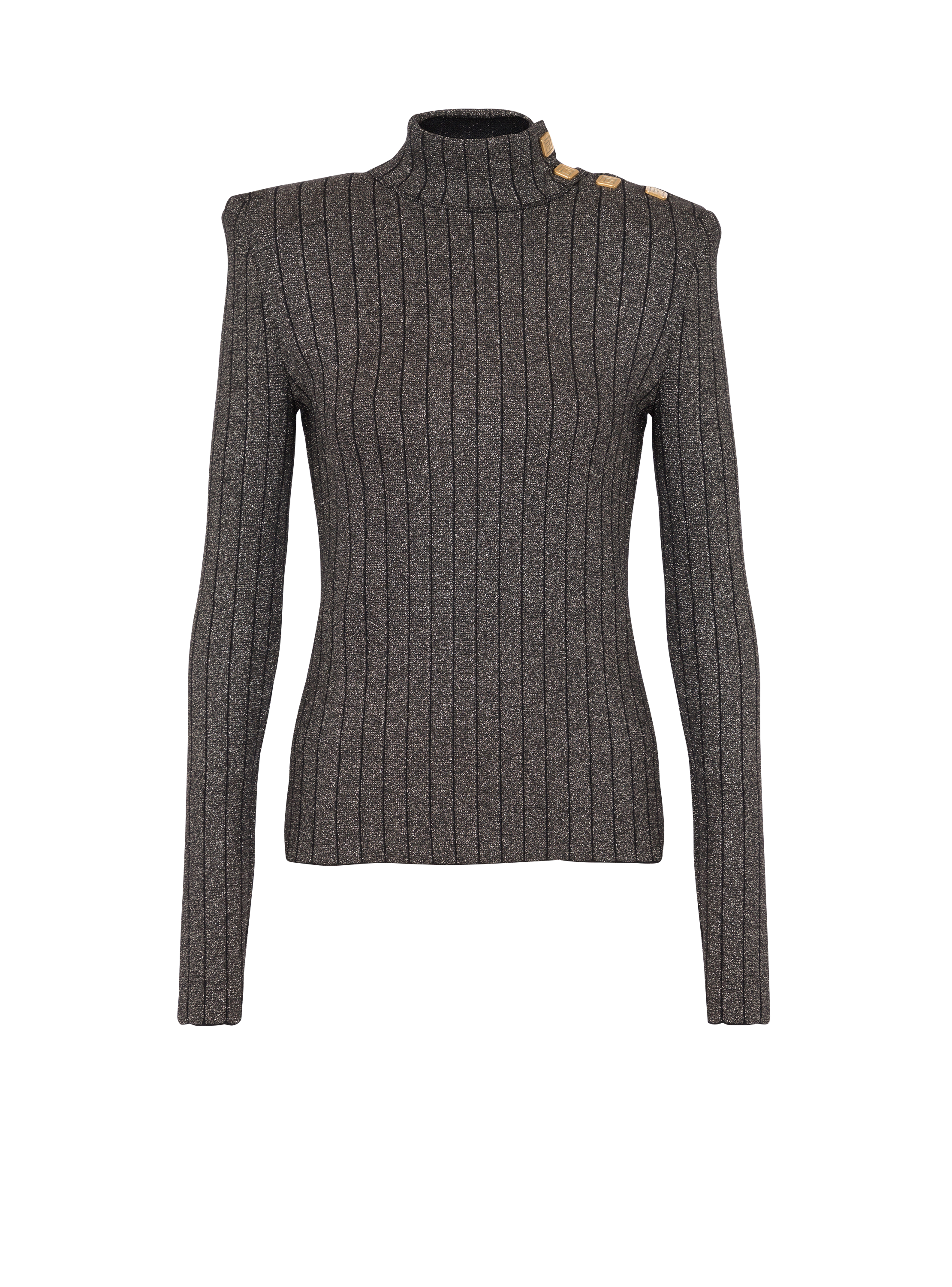 Gerippter Lurex-Strickpullover