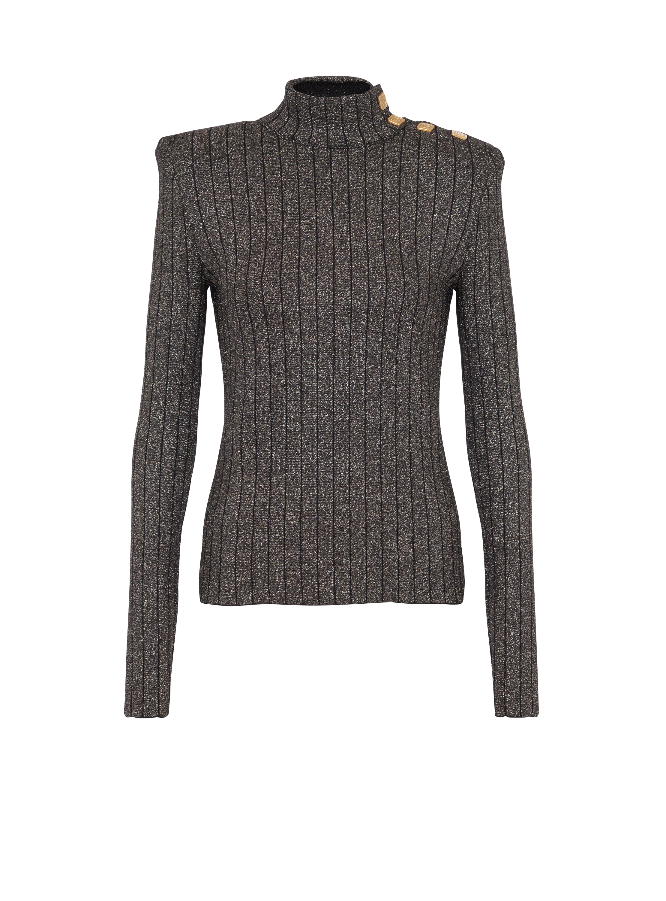 Ribbed lurex knit jumper