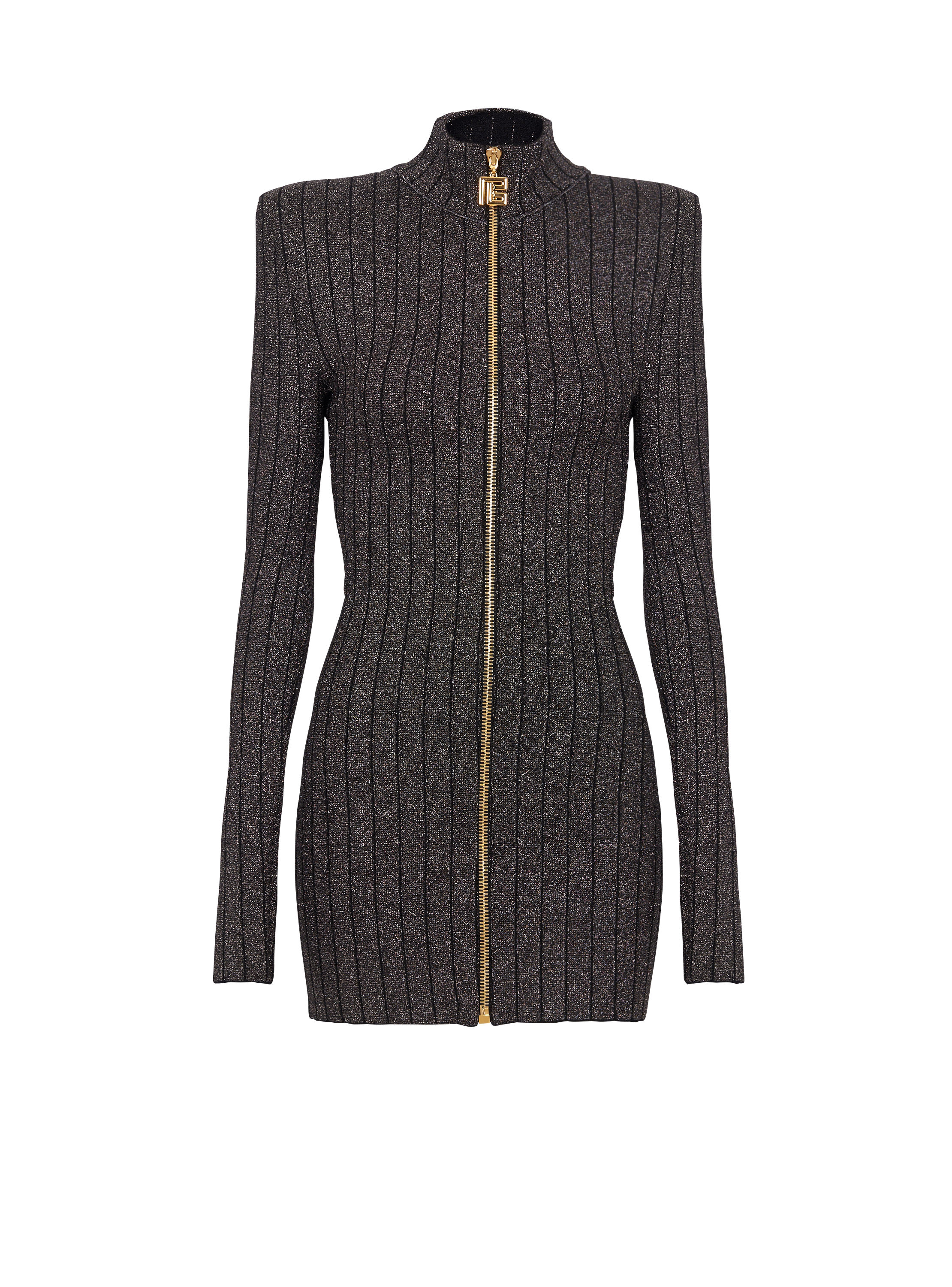 Lurex knit zip dress