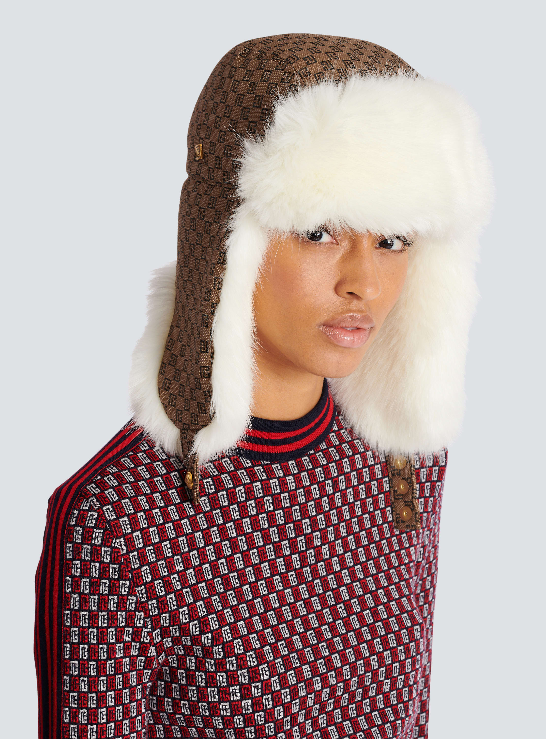 Balmain Mini Monogram Trapper Hat