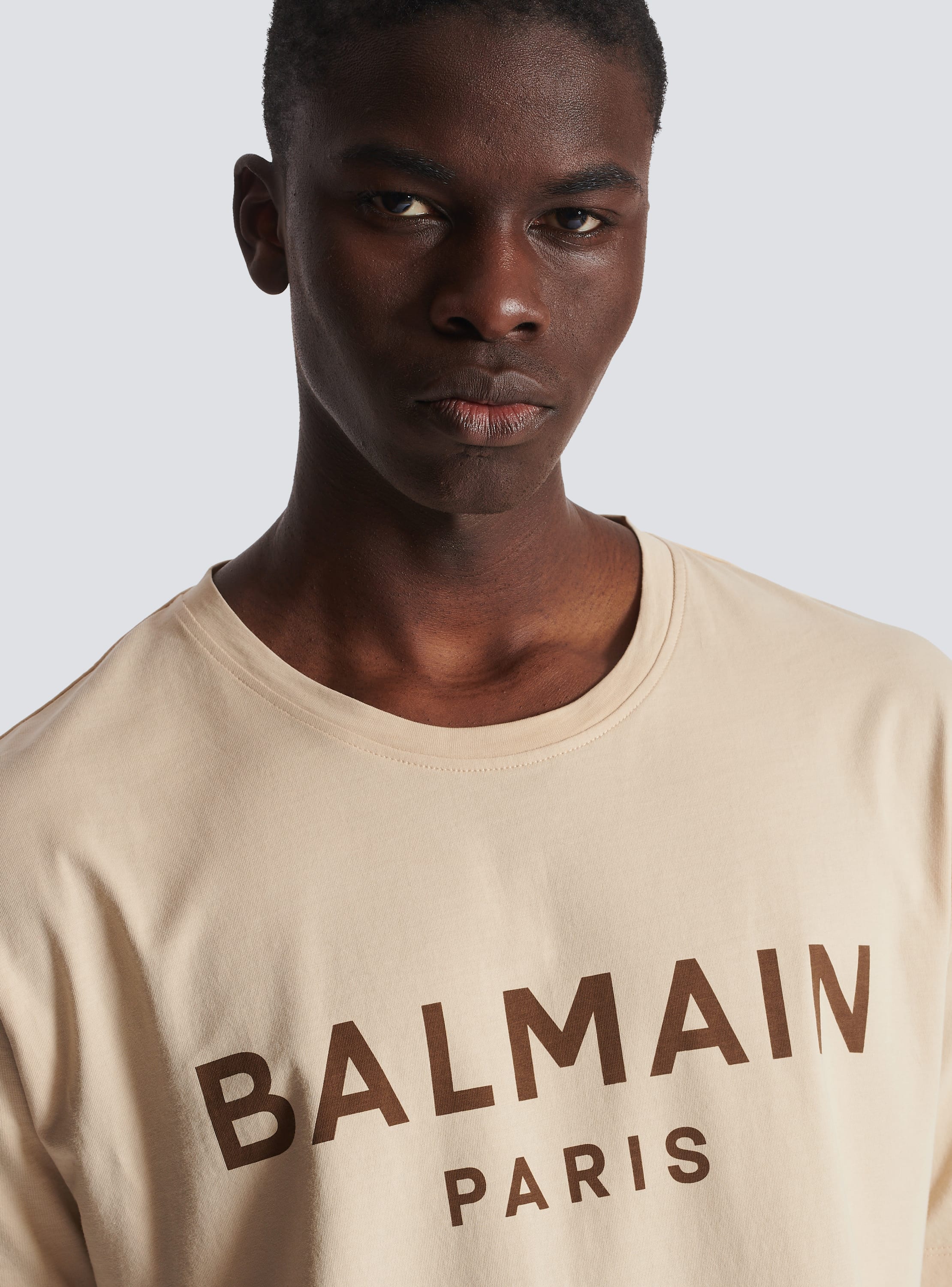 T-shirt Balmain Paris print beige - | BALMAIN