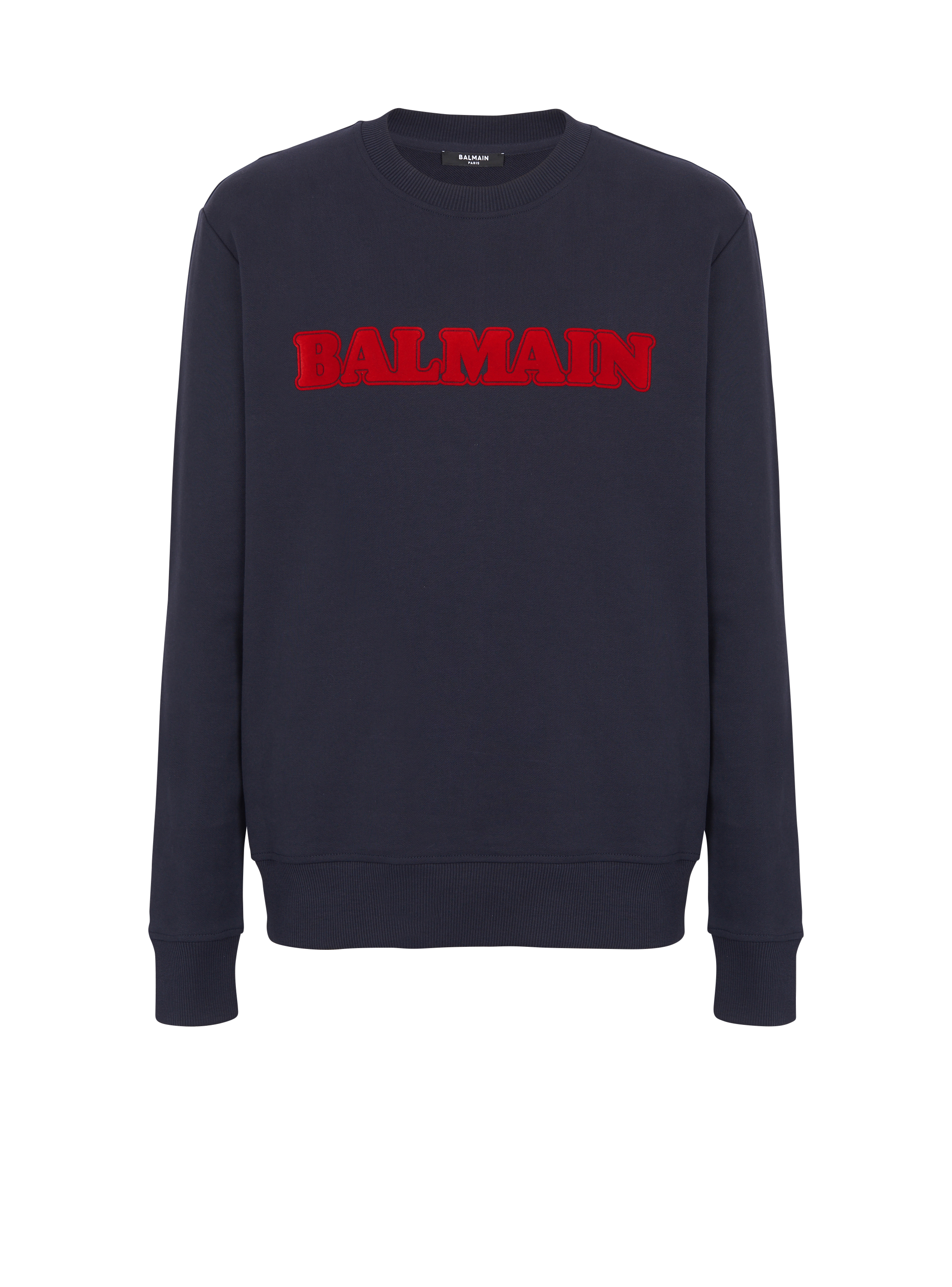 Flocked retro Balmain sweatshirt, navy, hi-res