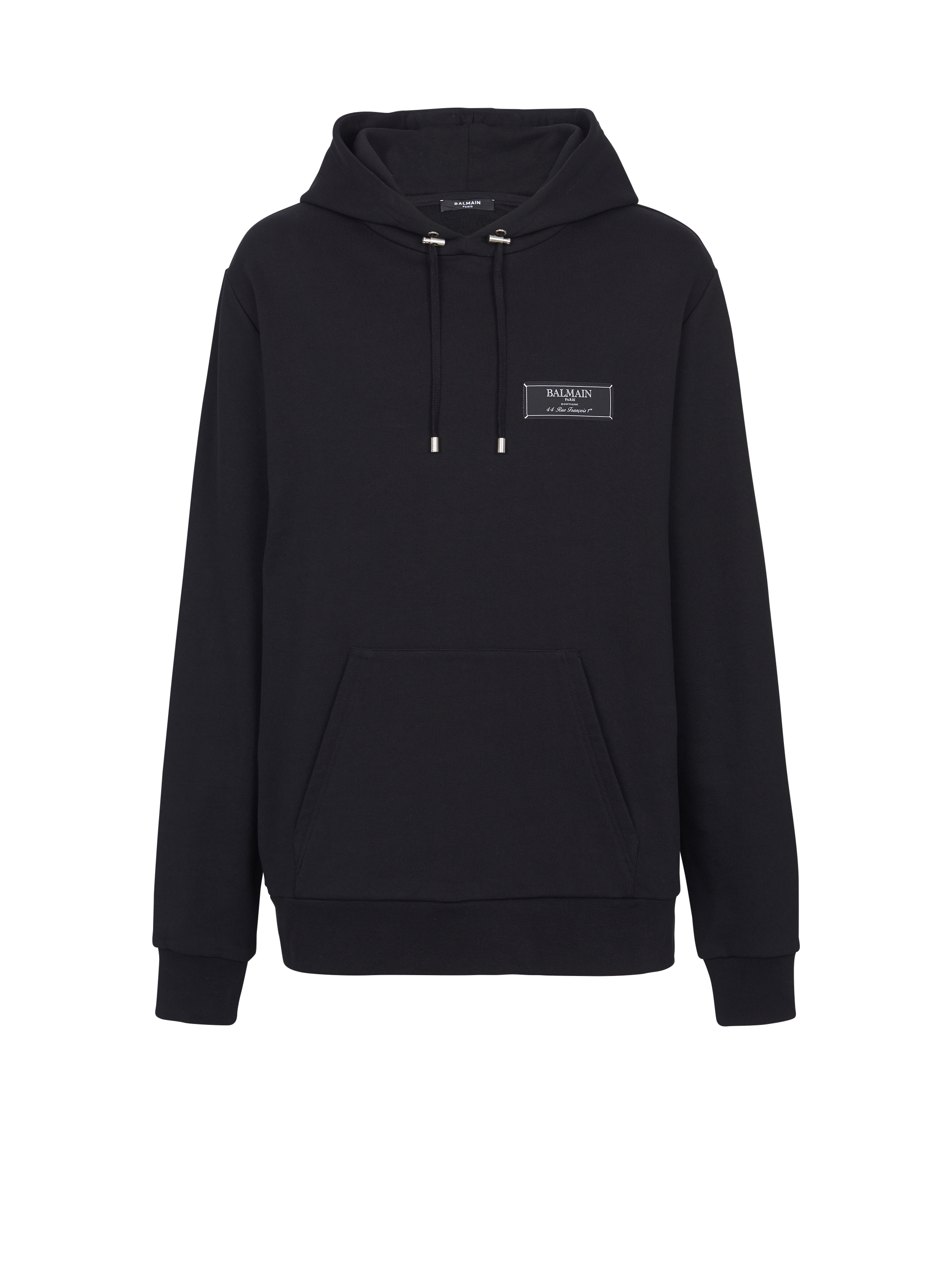 Balmain Paris  label hoodie, black, hi-res