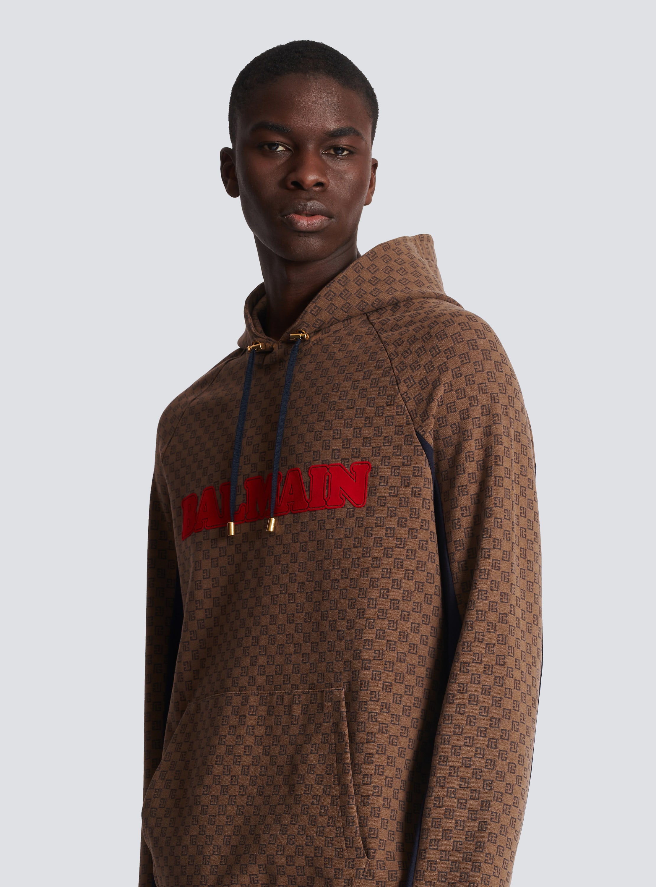 Mini monogram jacquard hoodie brown - Men