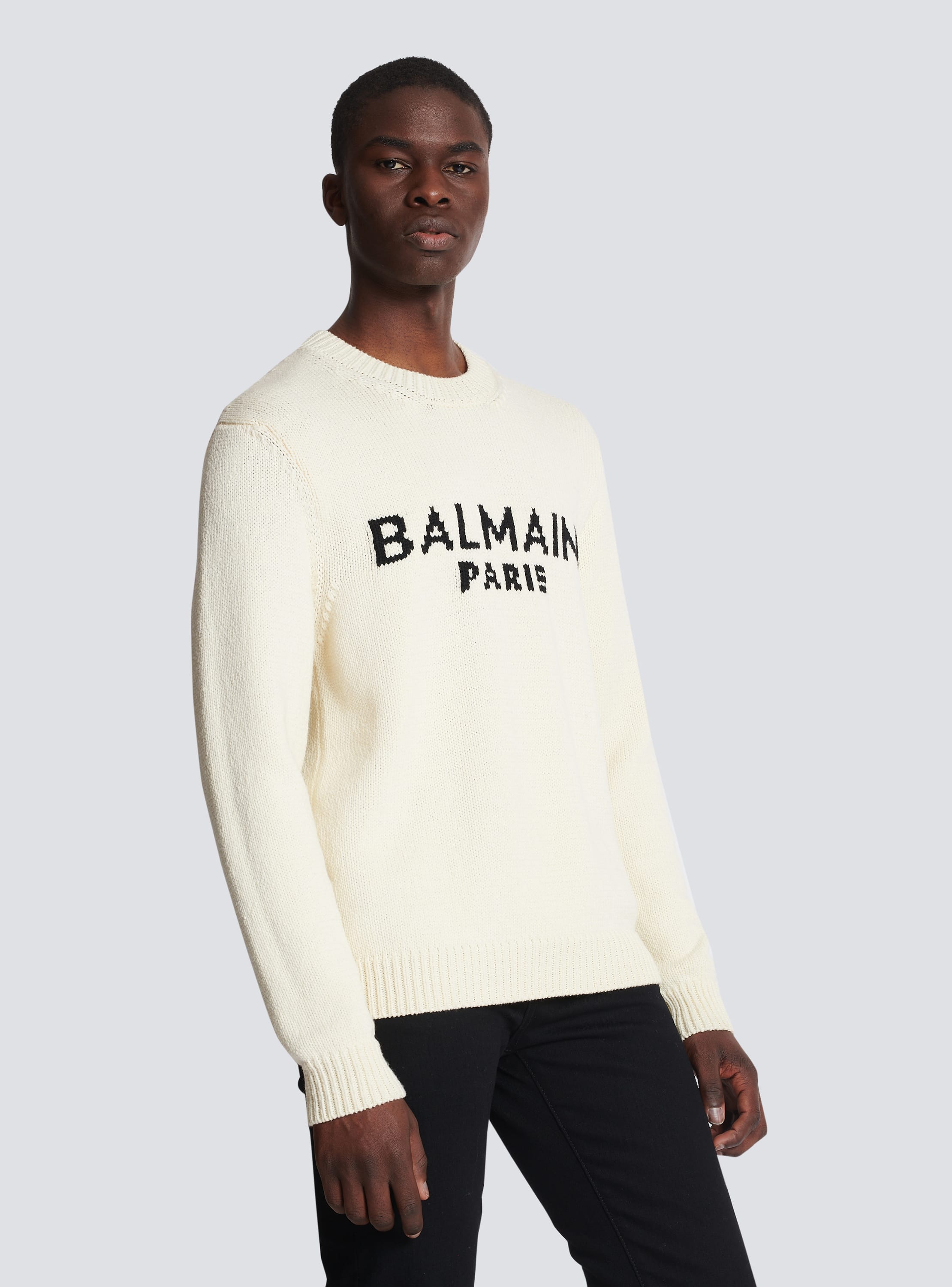 Balmain Blue/red wool crew-neck sweater