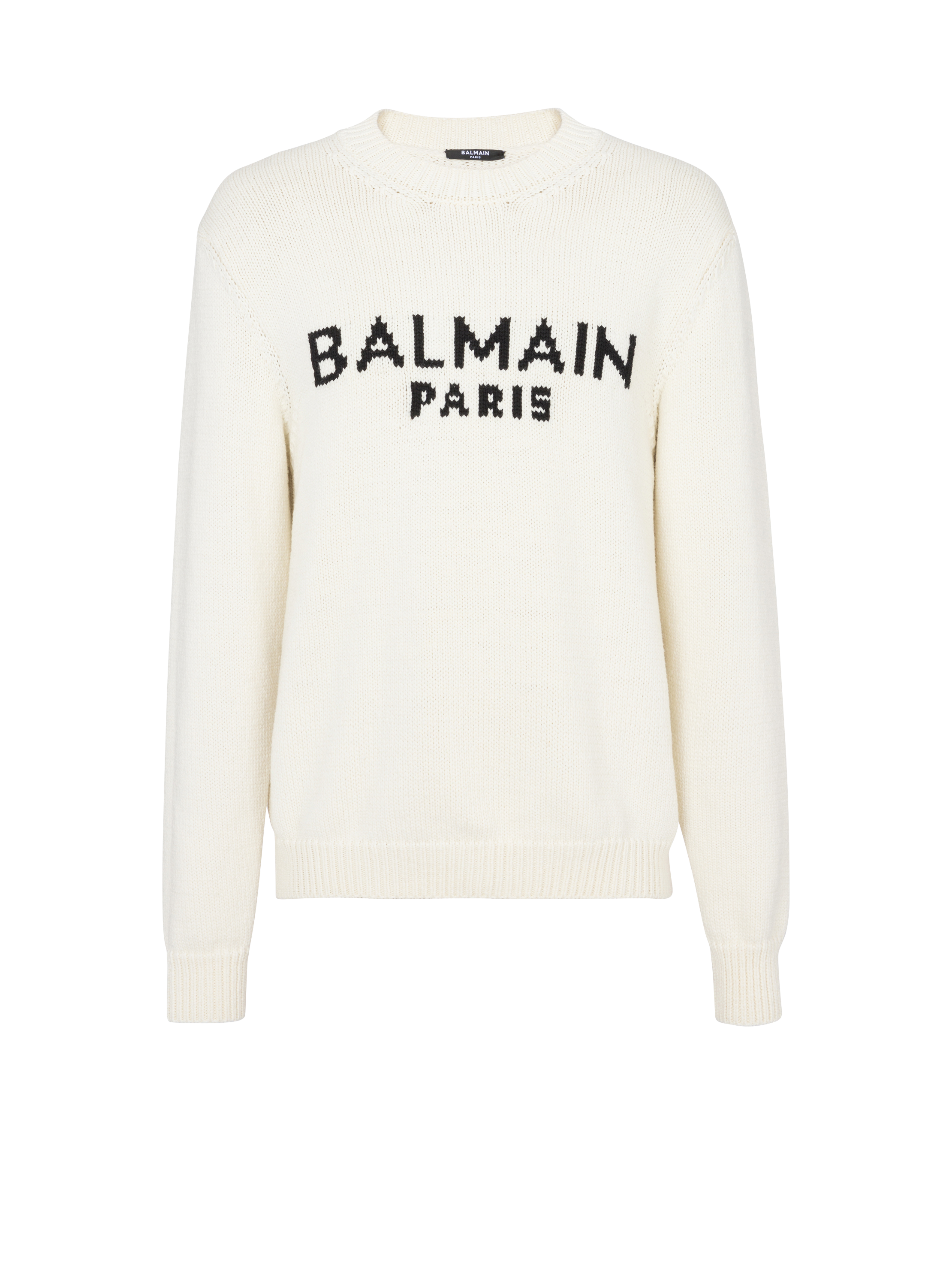 Balmain slash-neck long-sleeve jumper - White