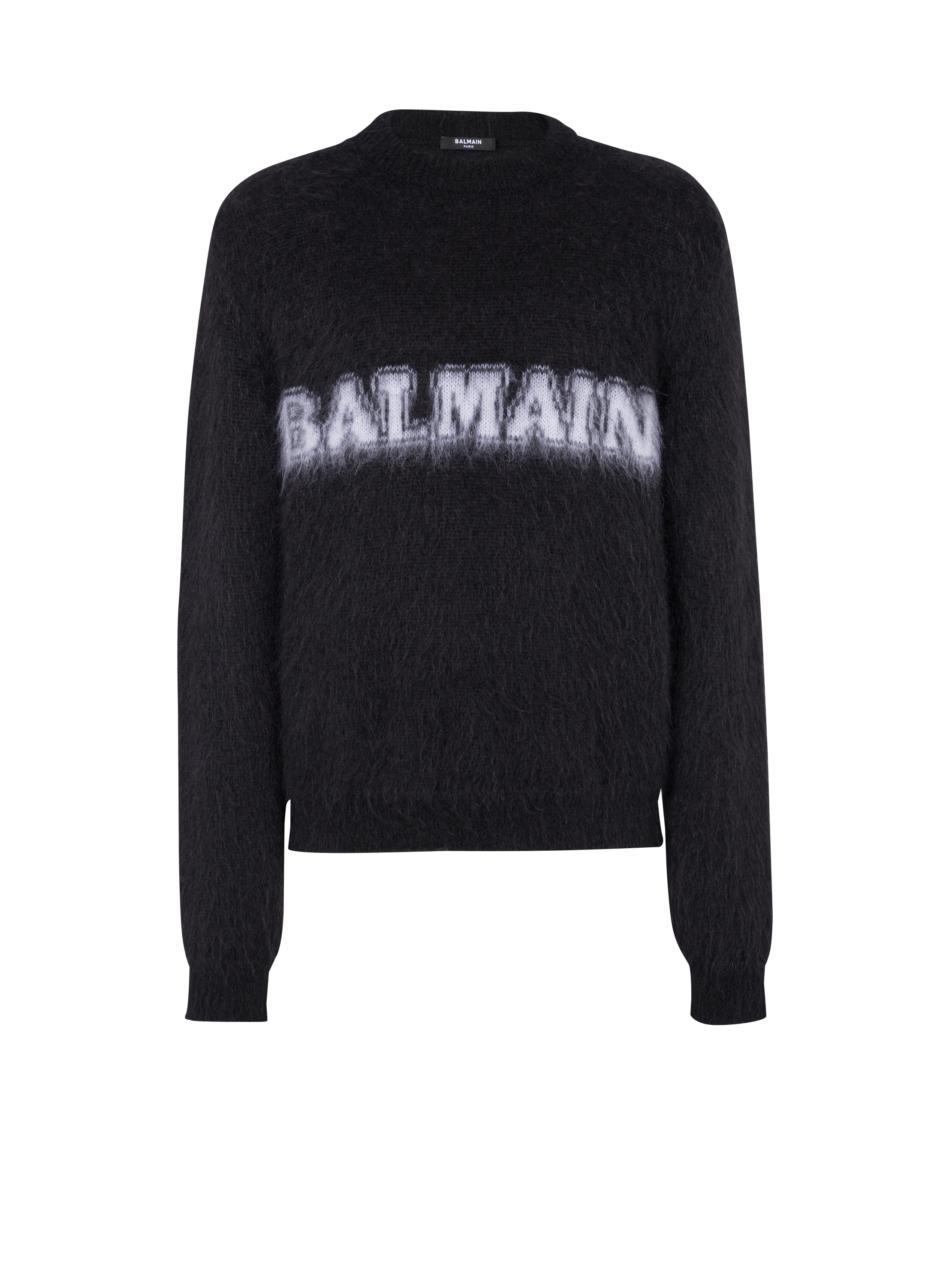 Retro Balmain jumper in brushed mohair, black, hi-res