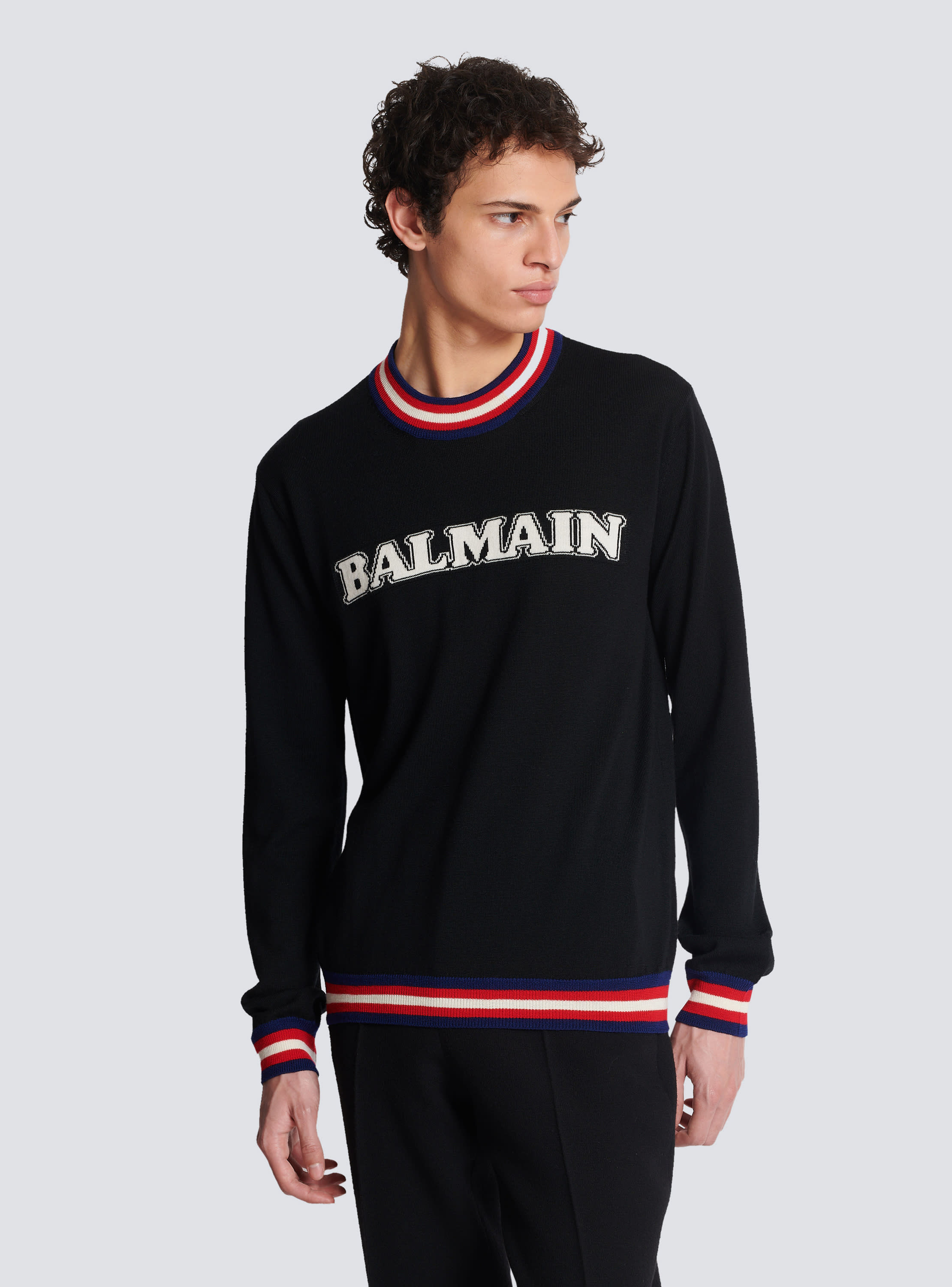 WHITE BALMAIN OPEN-KNIT JUMPER (YF0AR255JD76)