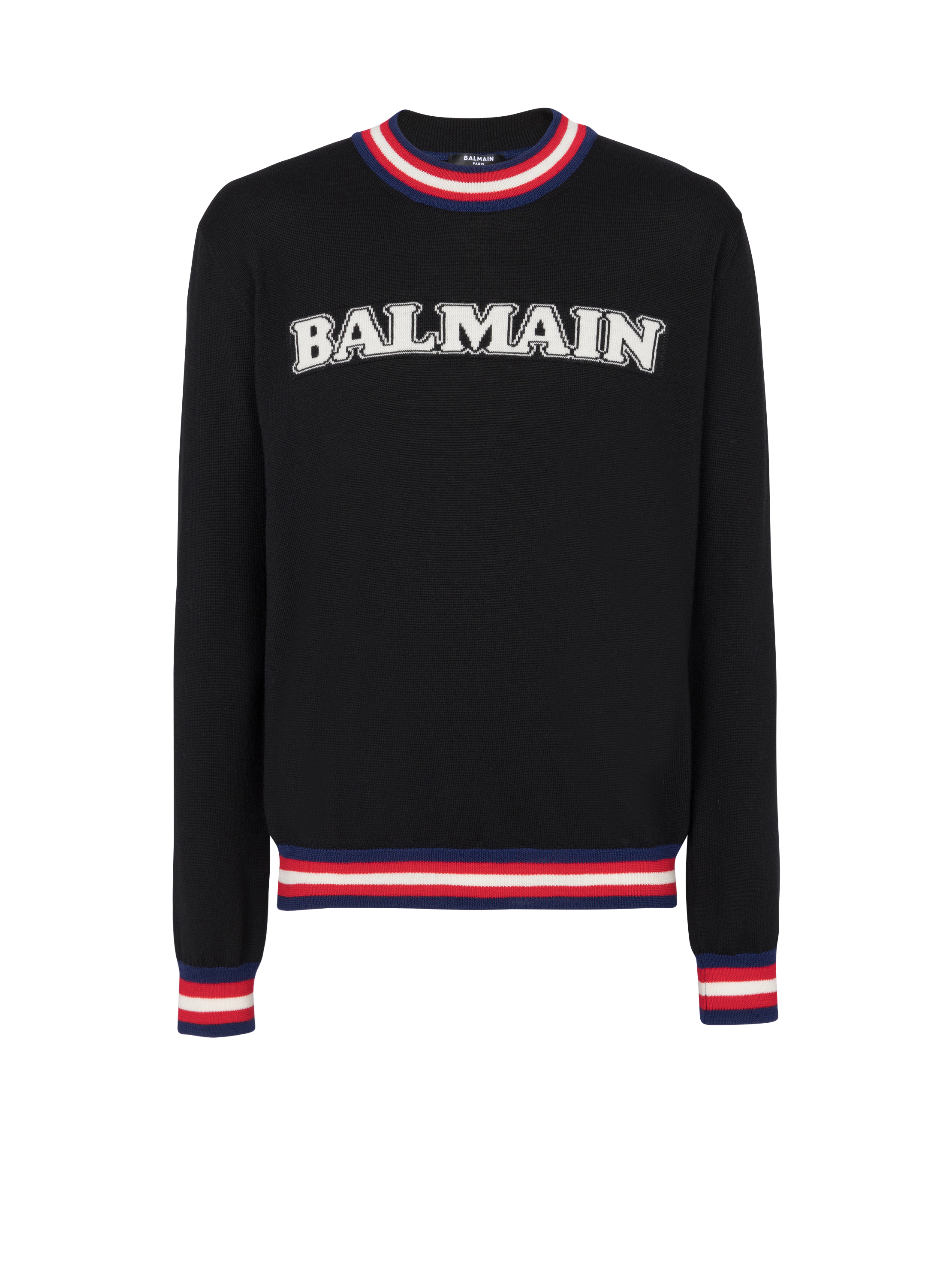 Retro Balmain jumper in fine merino knit, black, hi-res