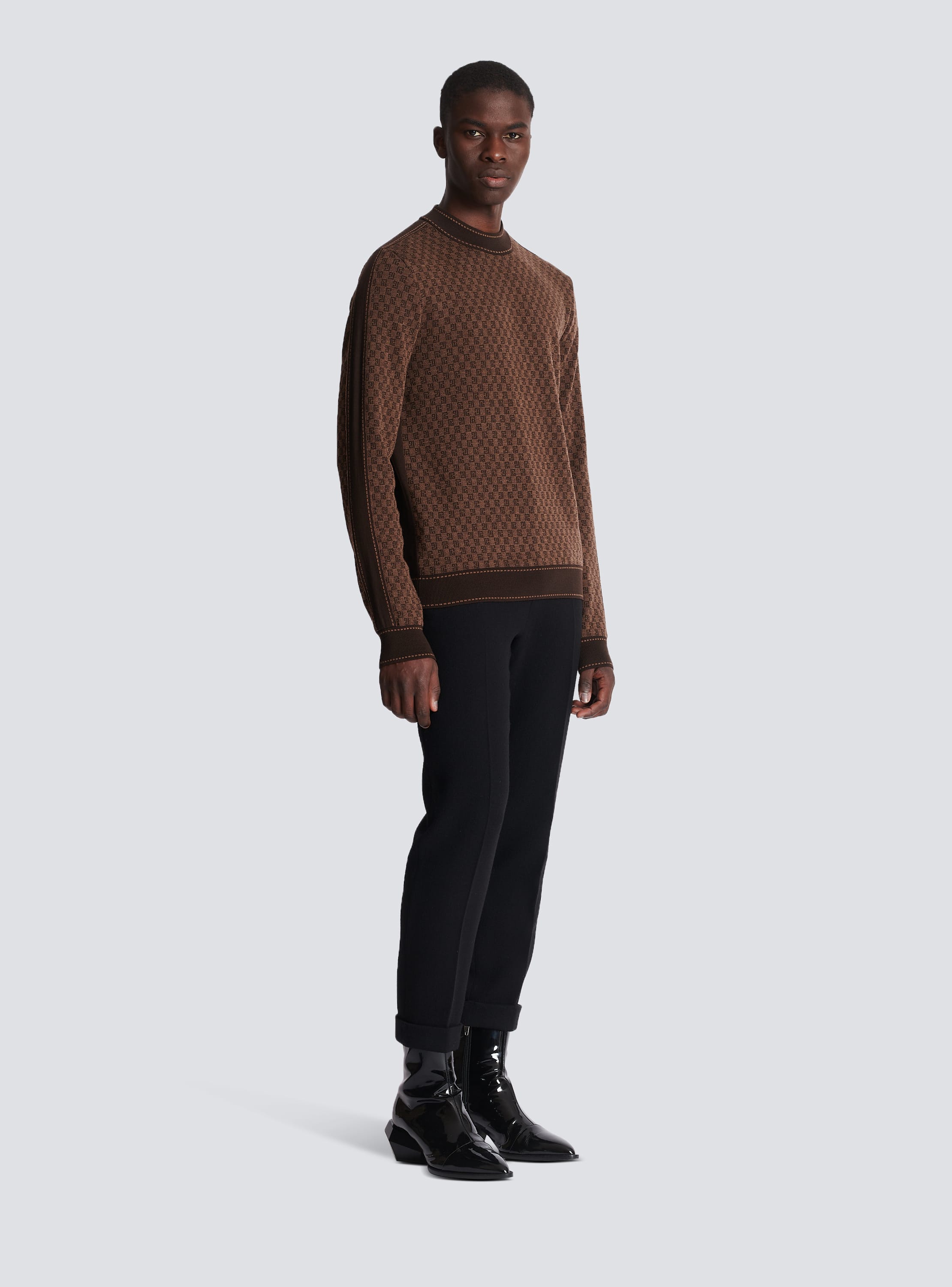 Balmain Brown Mini Monogram Sweater
