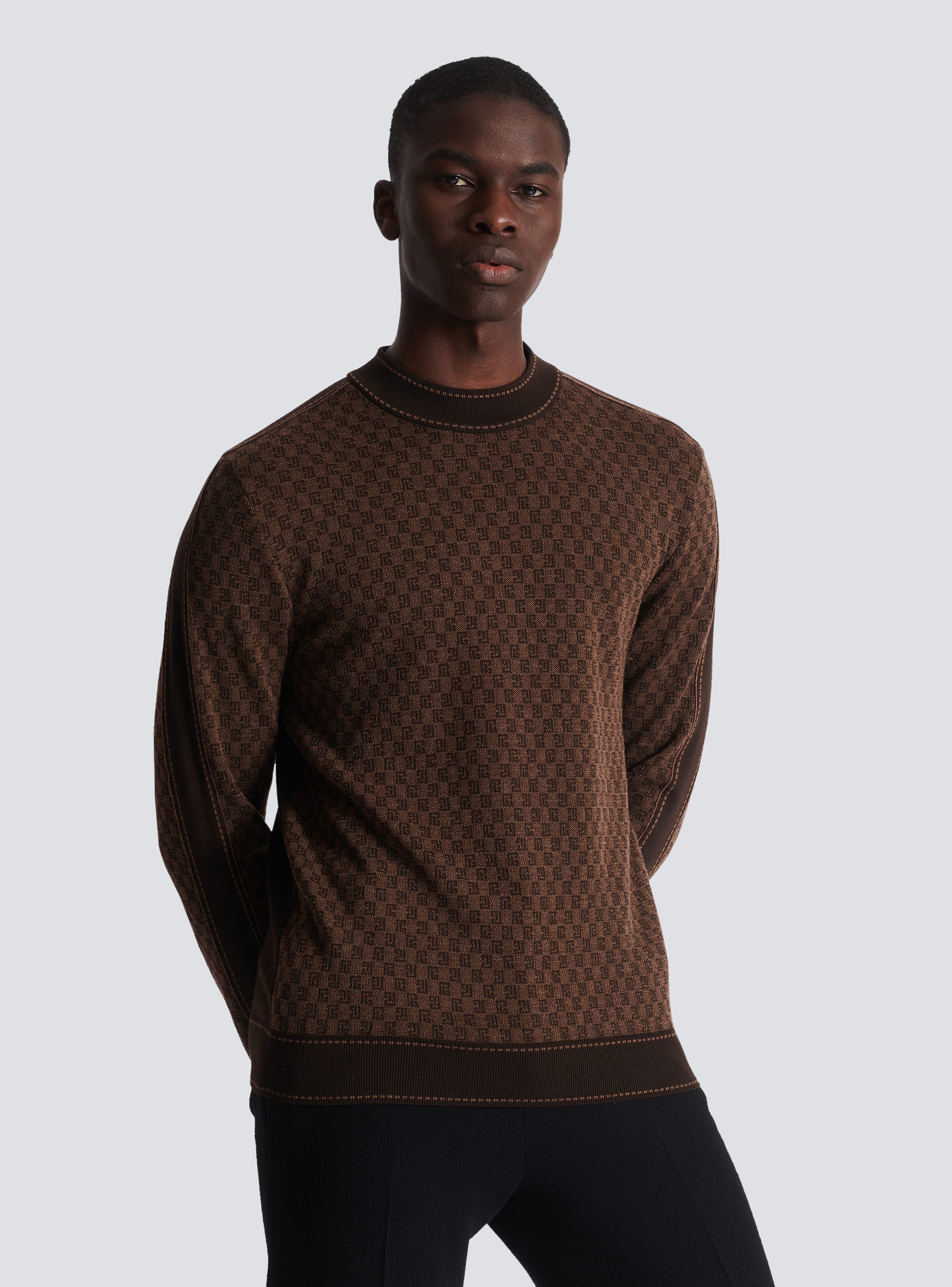 Balmain Brown Mini Monogram Sweater