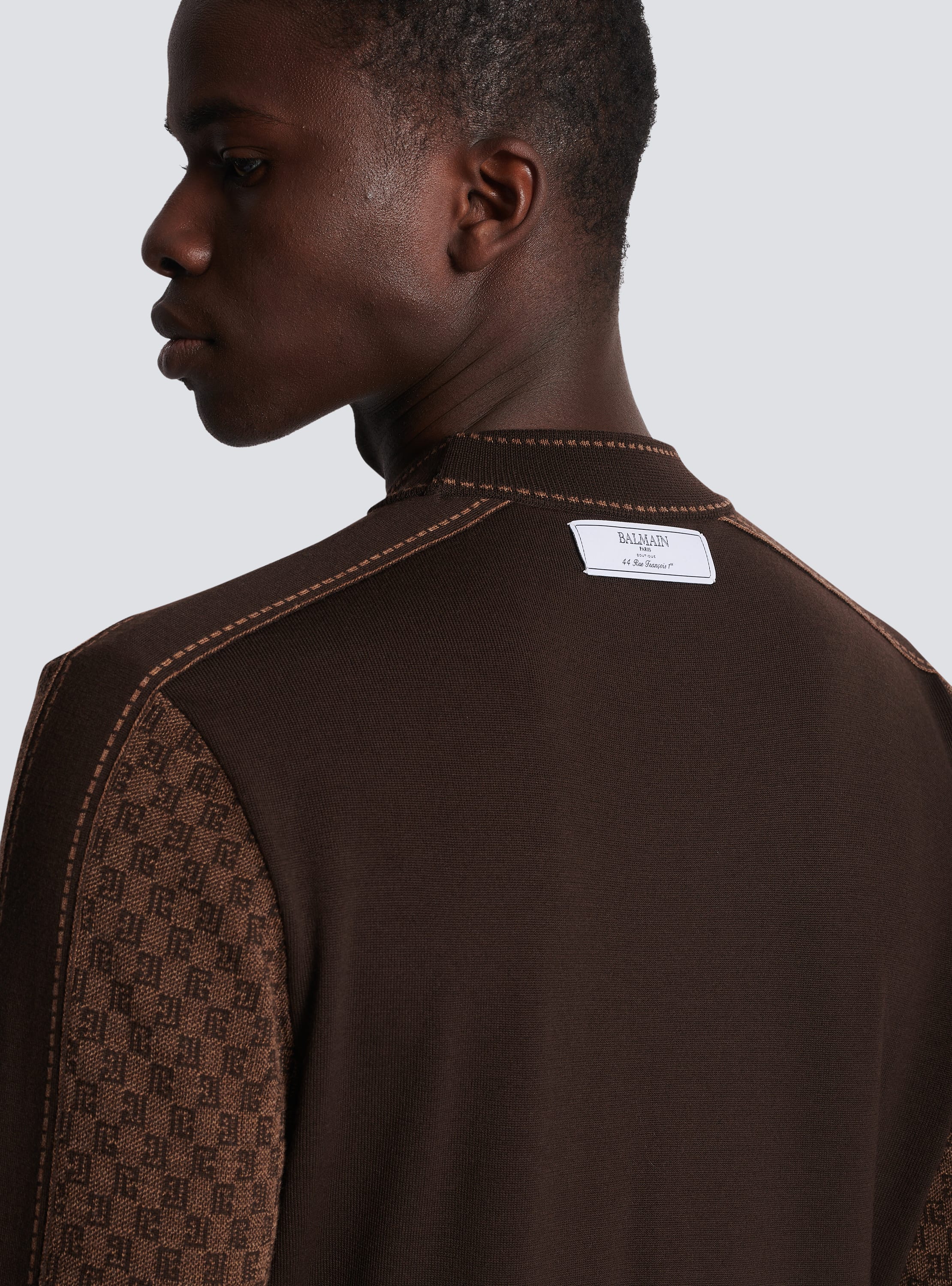 Balmain Mini Monogram jacquard hoodie - Brown