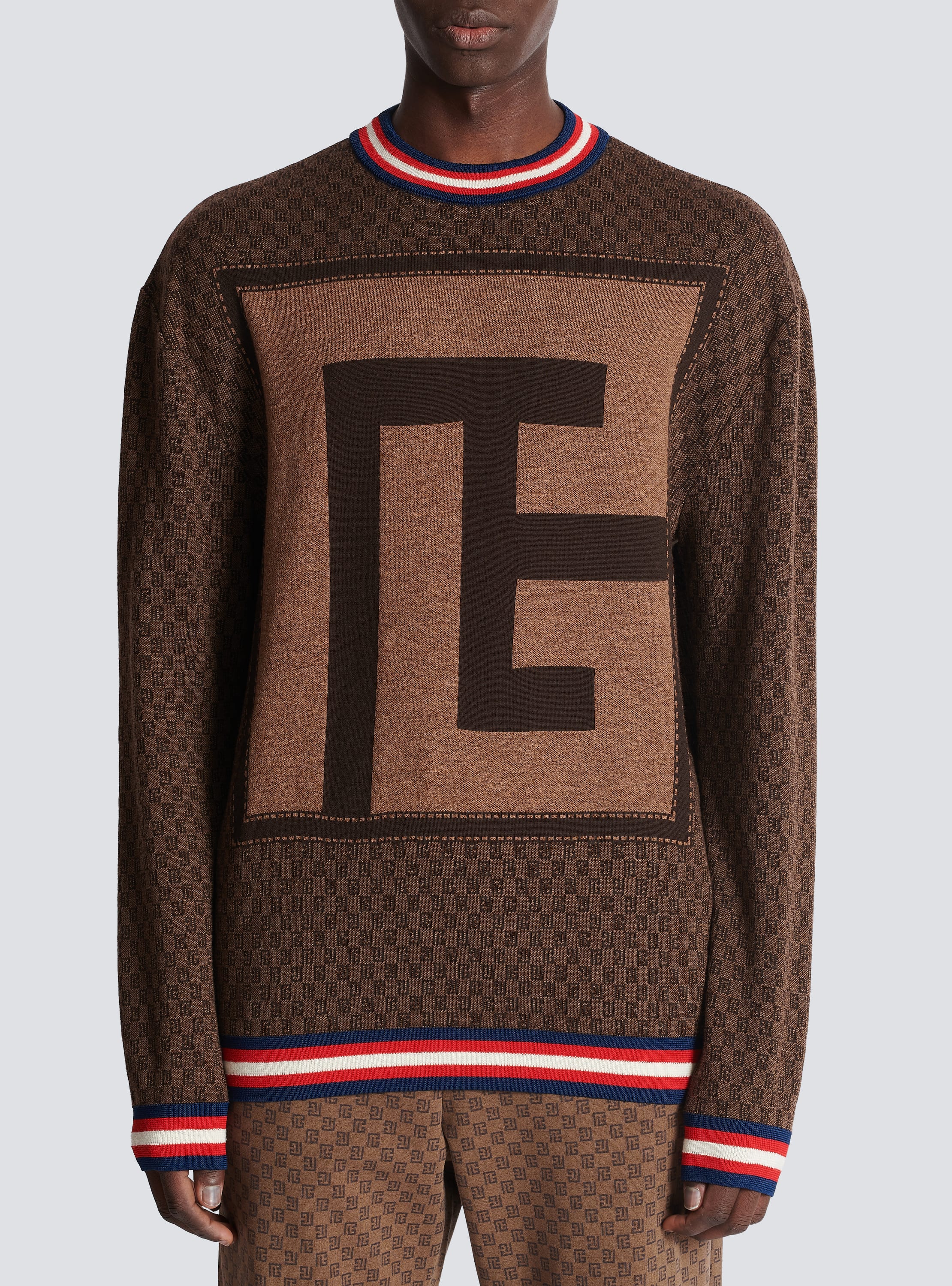 Balmain Mini Monogram Knit Tank Top in Brown