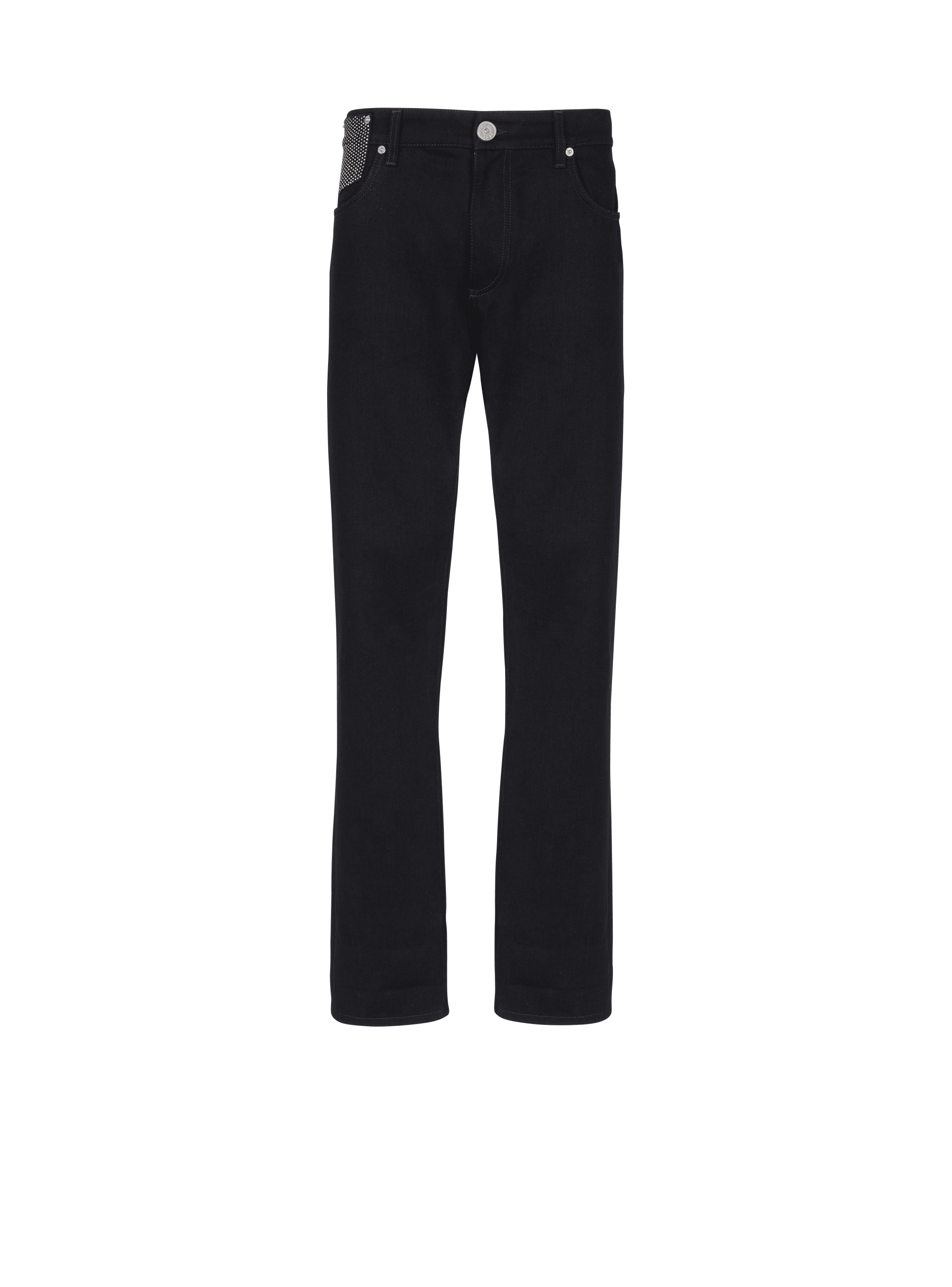 Straight-leg jeans with rhinestones silver - Men | BALMAIN