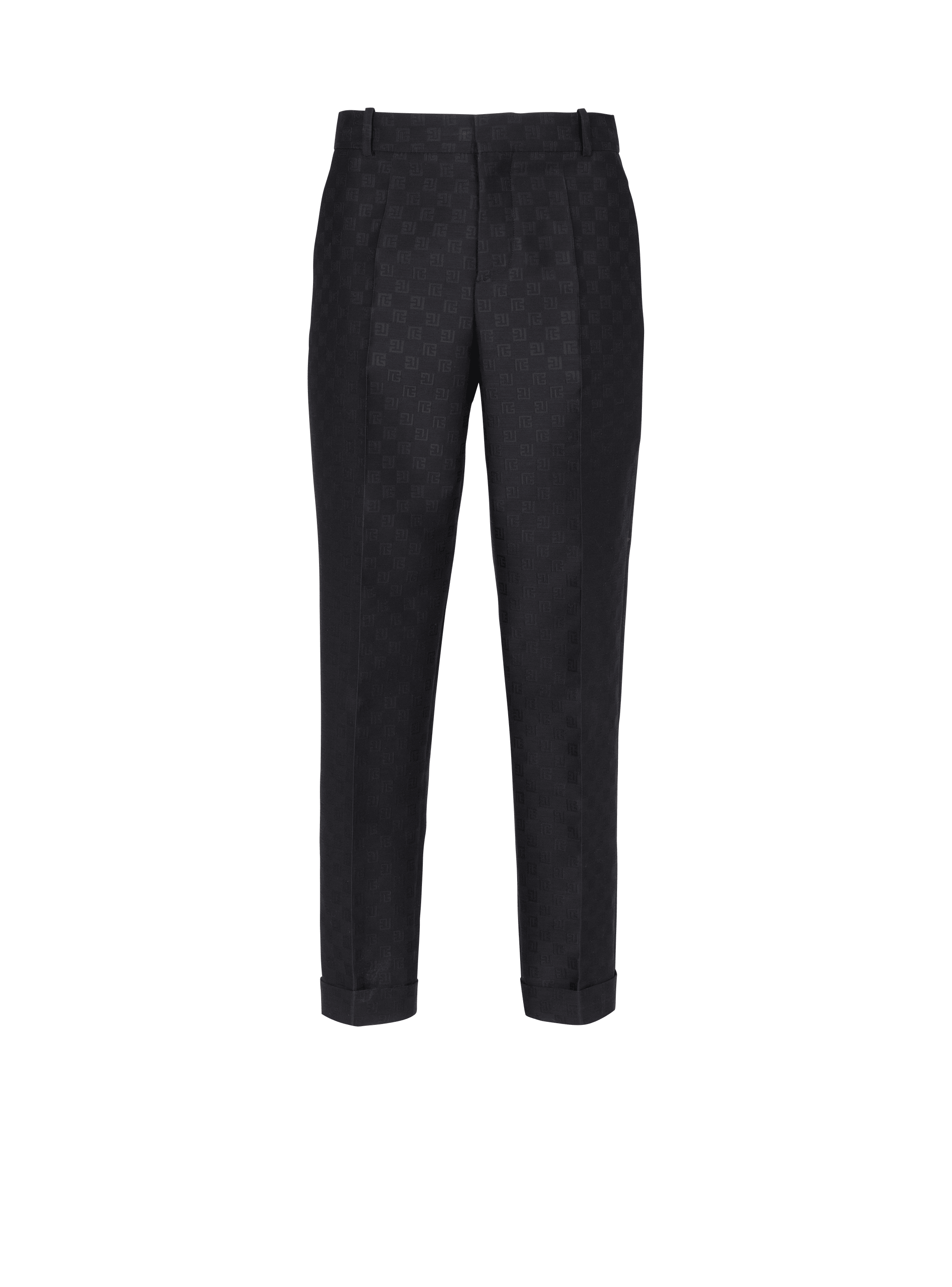 Straight-leg mini monogrammed trousers, black, hi-res