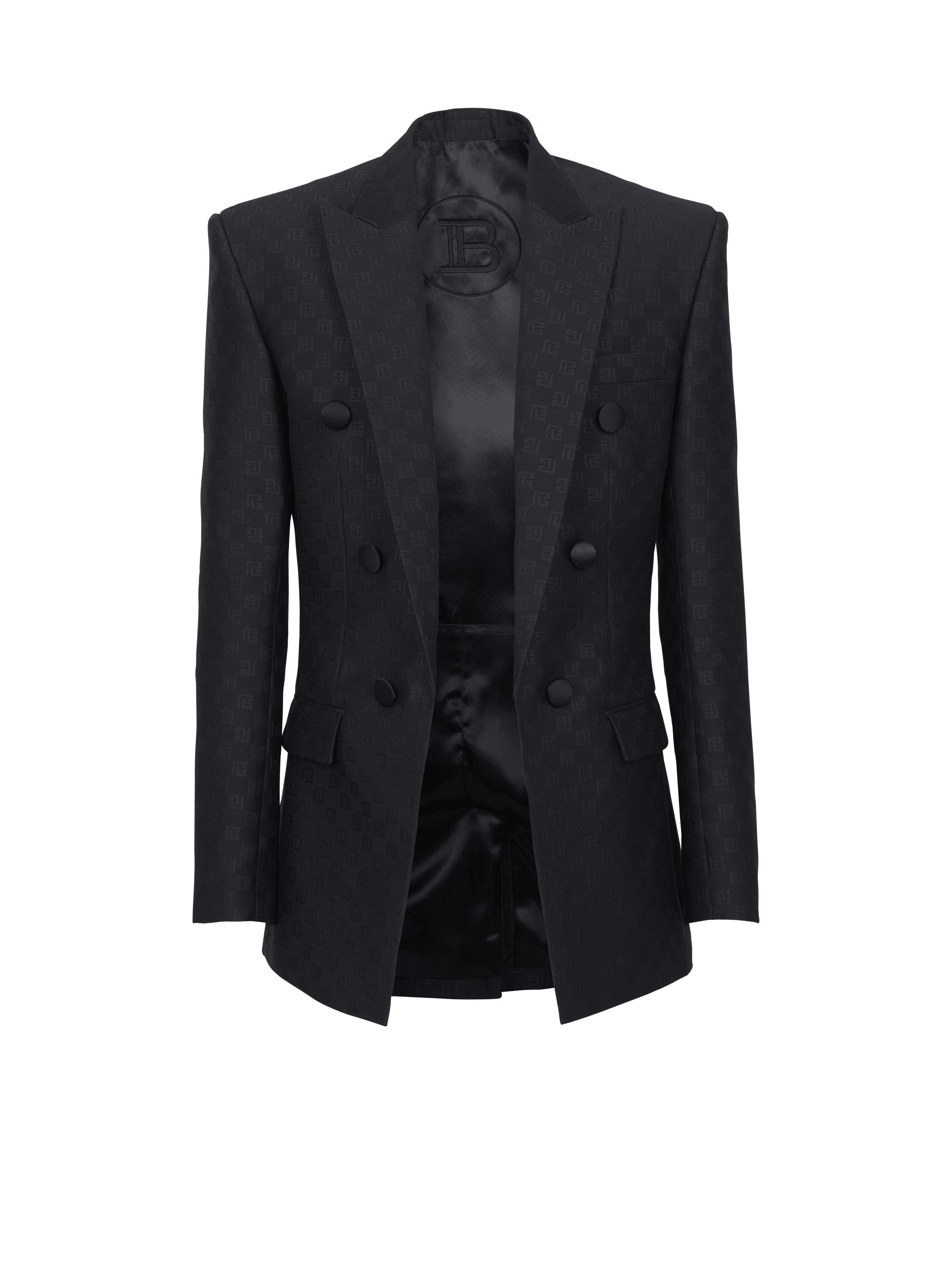 미니 모노그램 새틴 재킷, 검정색, hi-res