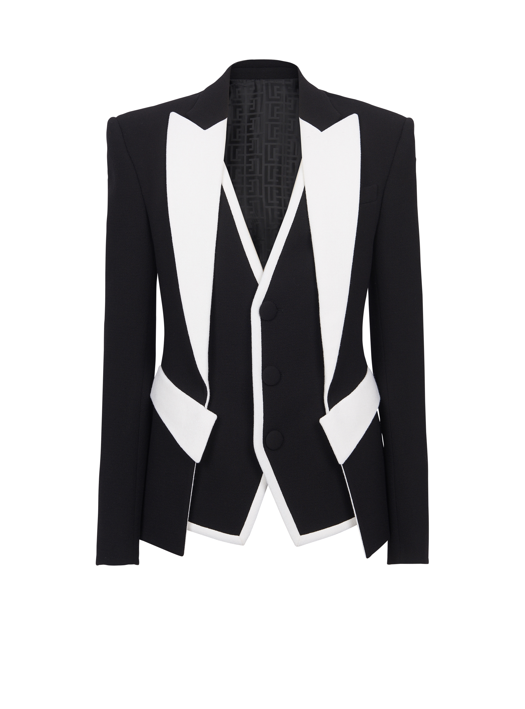 Veste double en cr pe noir Homme BALMAIN