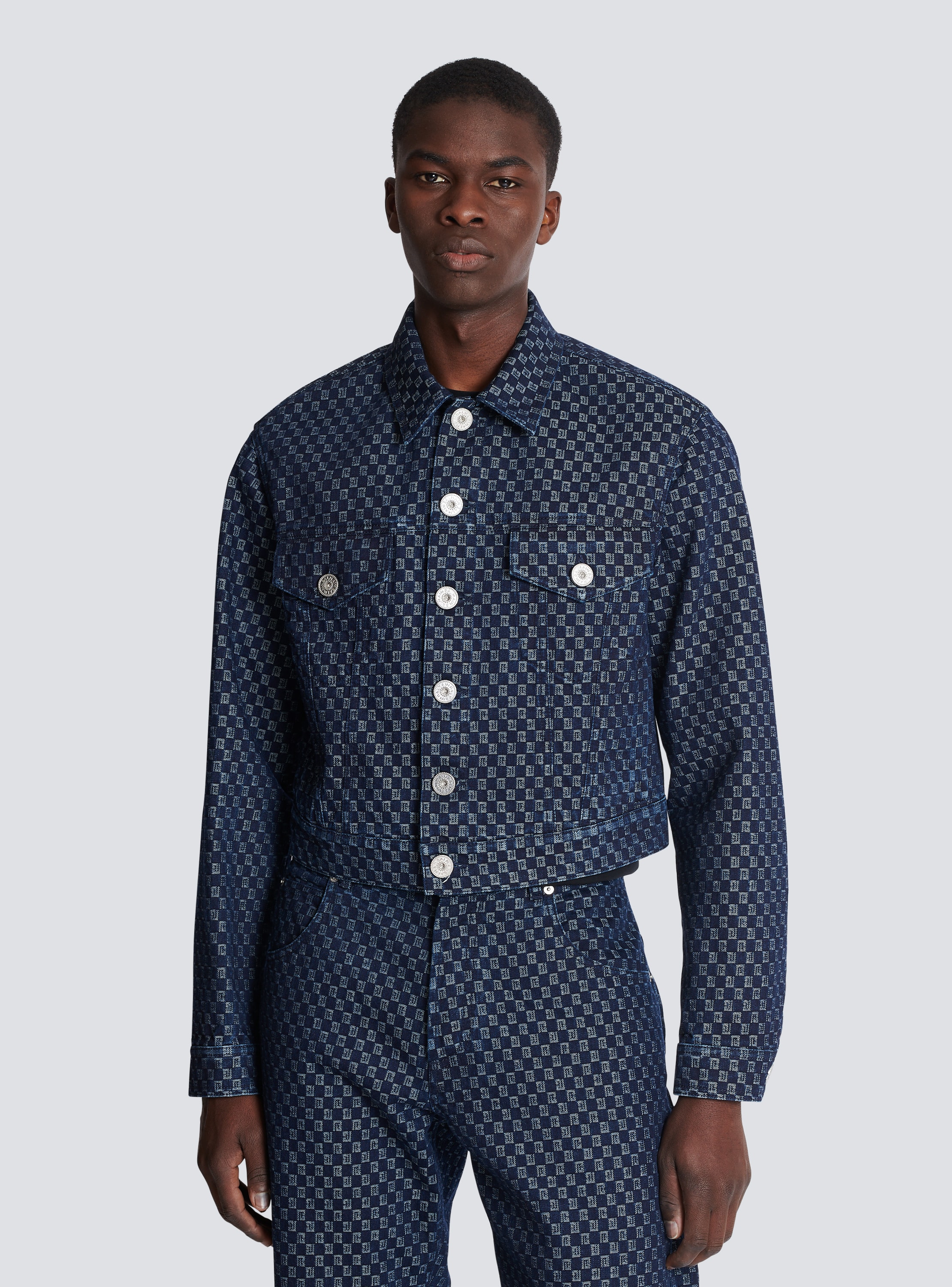 Balmain - Monogrammed Jacquard Denim Shirt