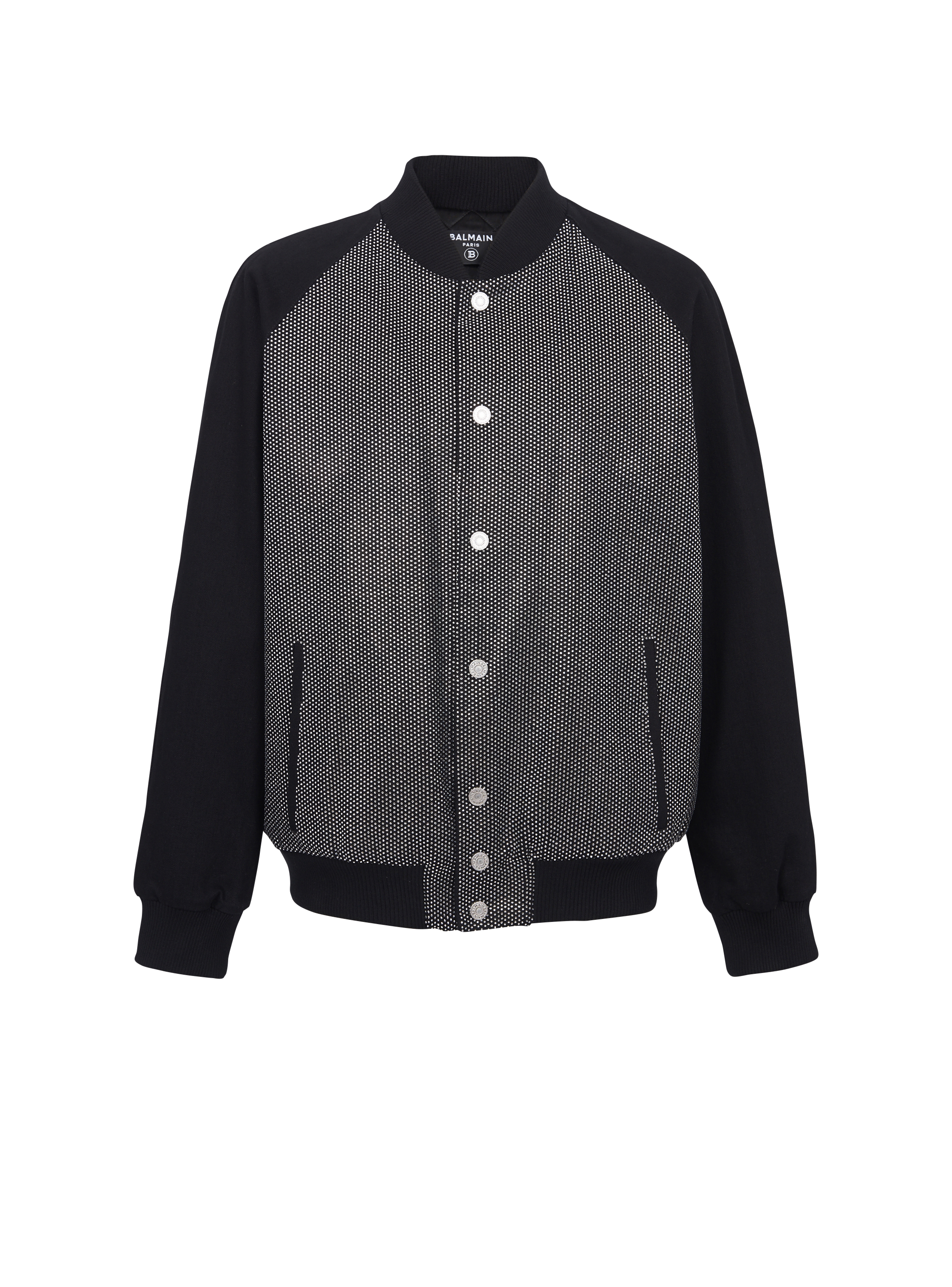 Balmain Bomberjacke mit Strass silbern - Herren