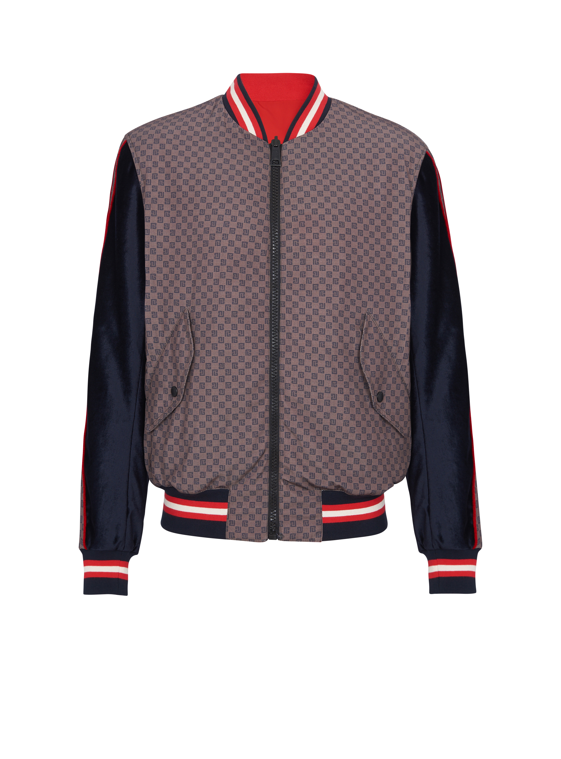 monogram-pattern reversible bomber jacket, Balmain
