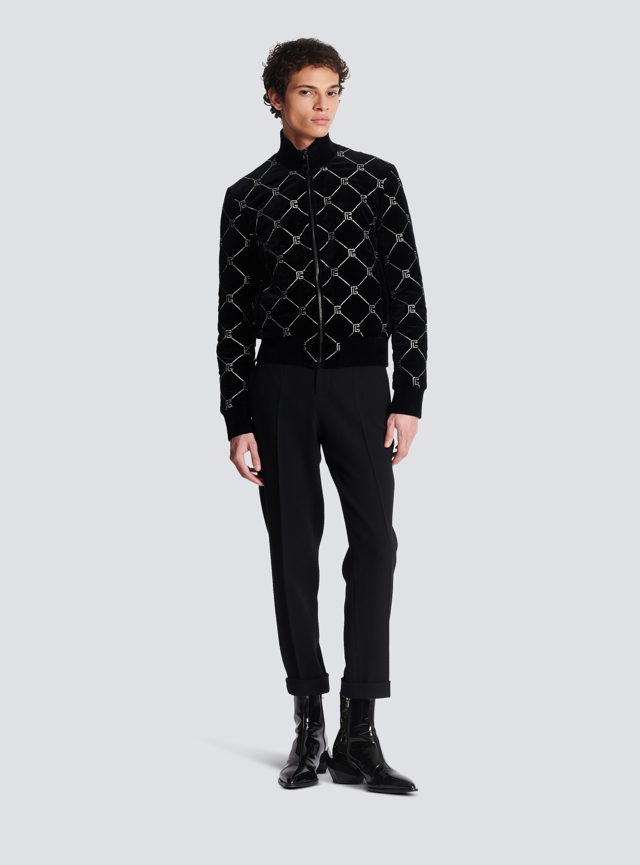 Louis Vuitton Monogram Cardigan Wool Check Knit Leather Blouson Men's  Size S
