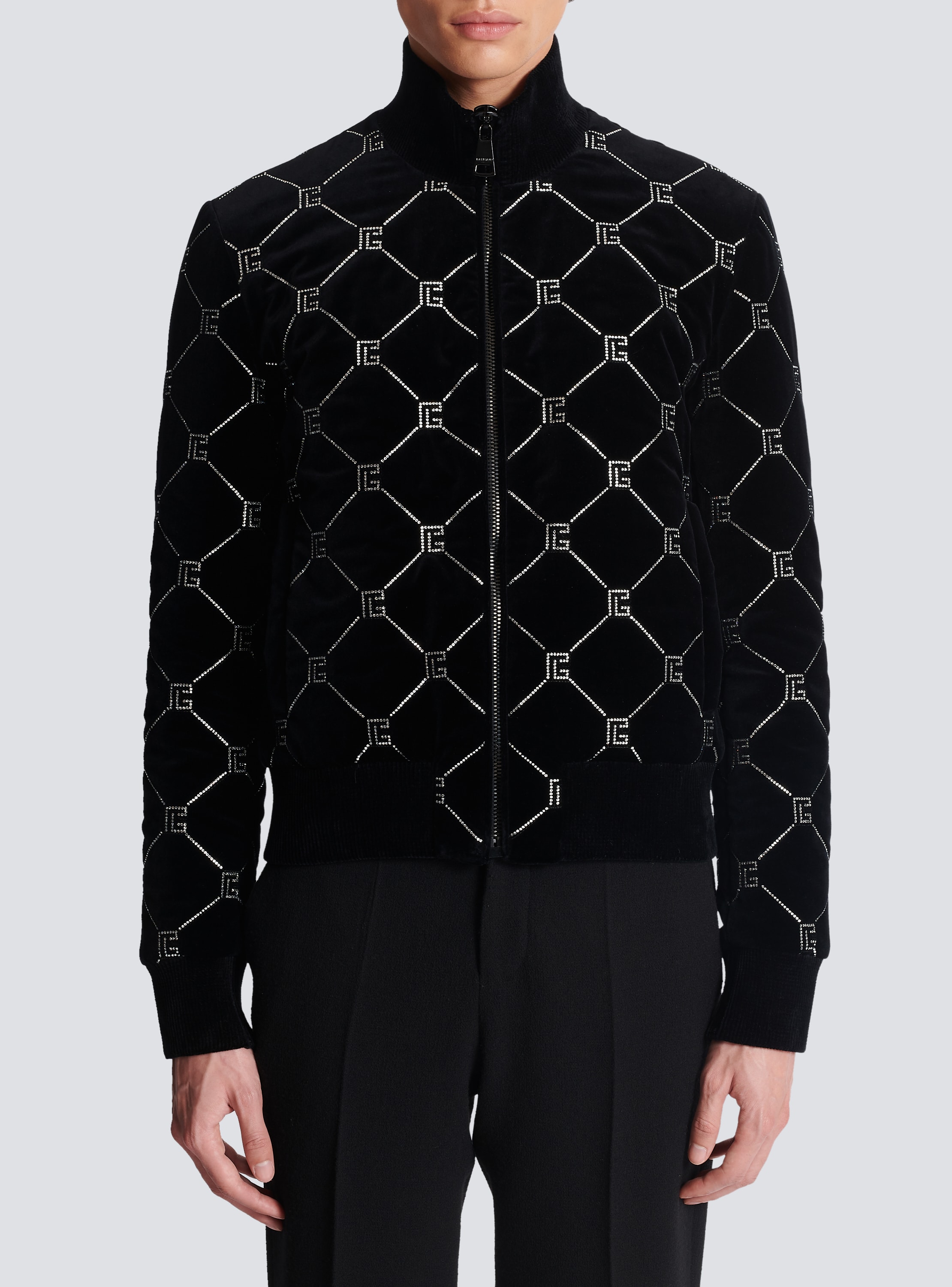 Quilted rhinestone bomber jacket - Men