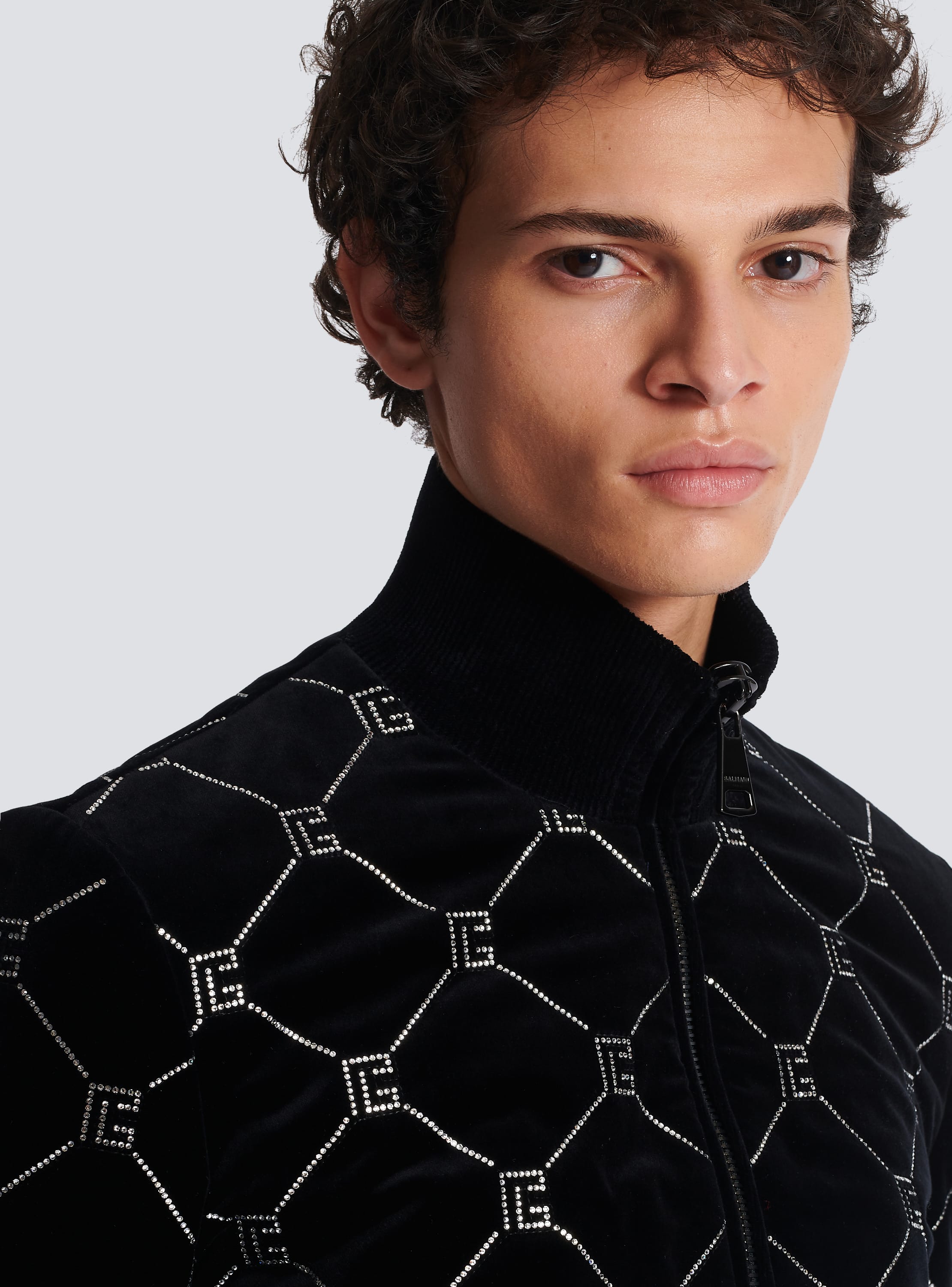 Quilted rhinestone bomber jacket silver - Men | BALMAIN