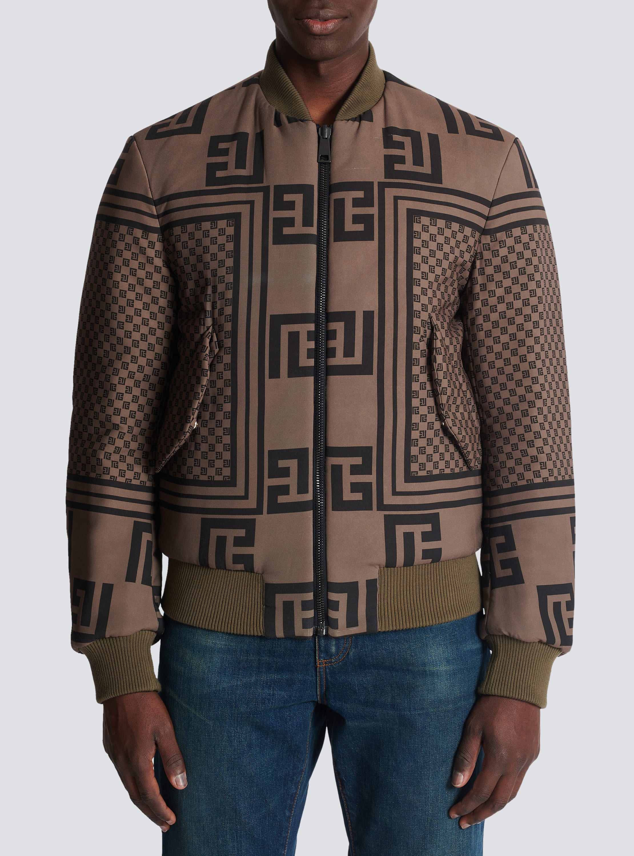 Balmain Reversible Monogram Jacquard Bomber Jacket - It 50/L