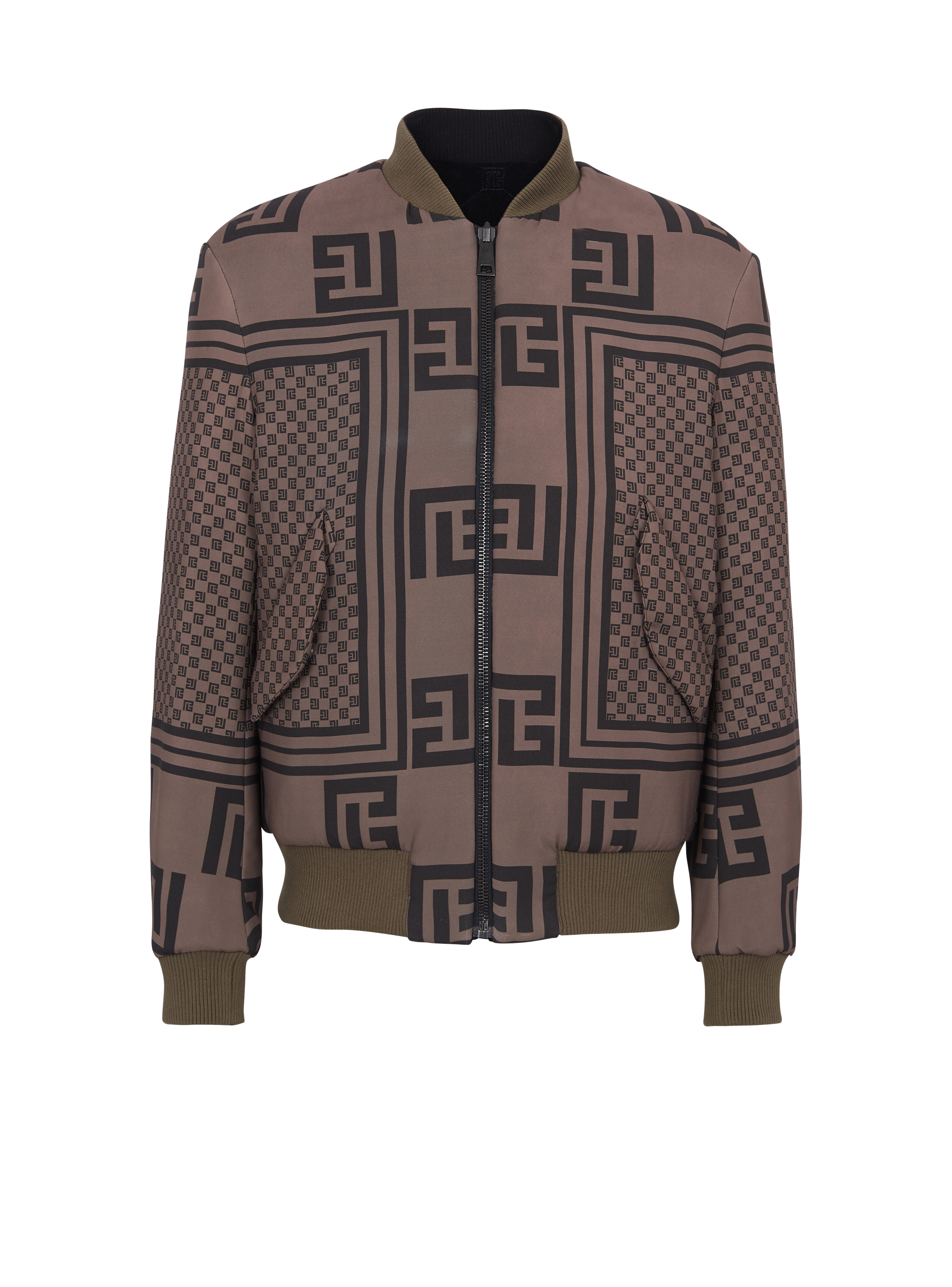 monogram-pattern reversible bomber jacket, Balmain