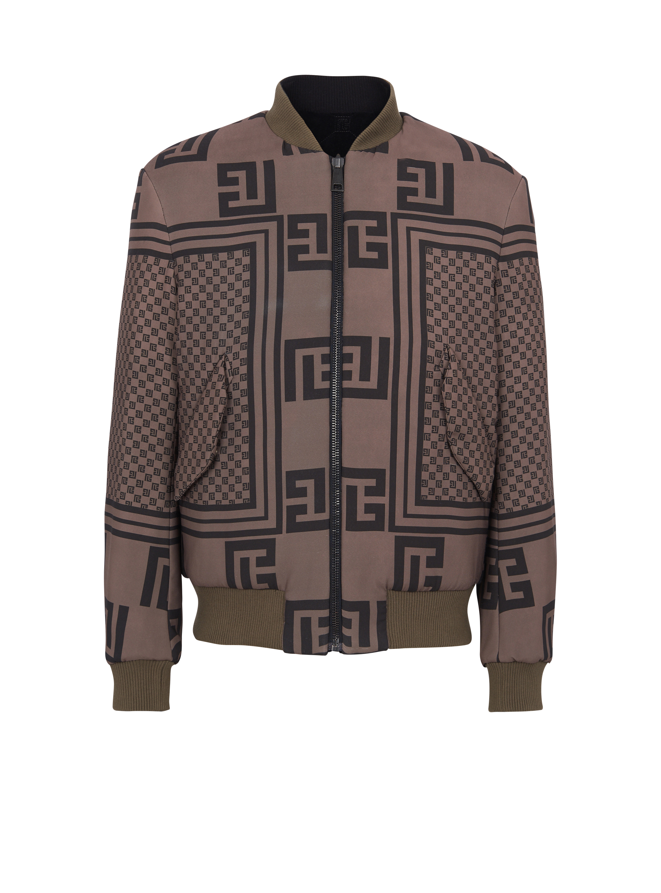 Reversible mini monogram bomber jacket, brown, hi-res