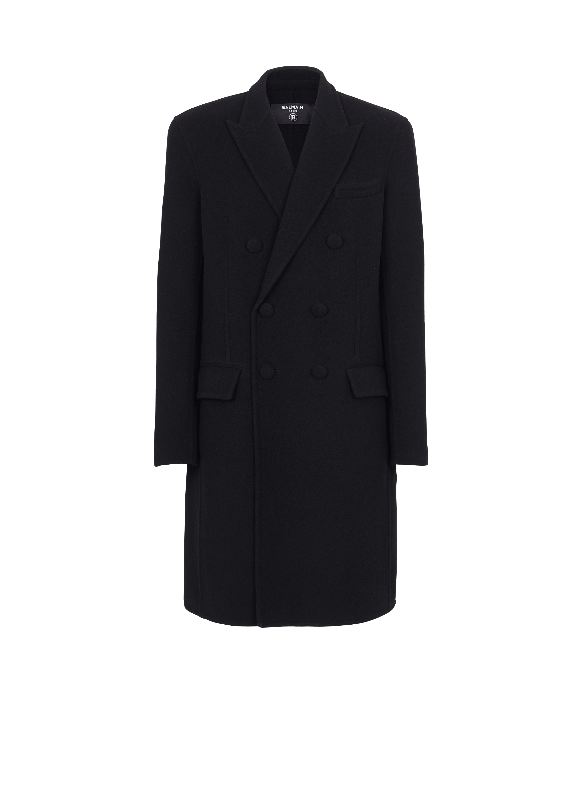 Double face wool and cashmere coat, black, hi-res