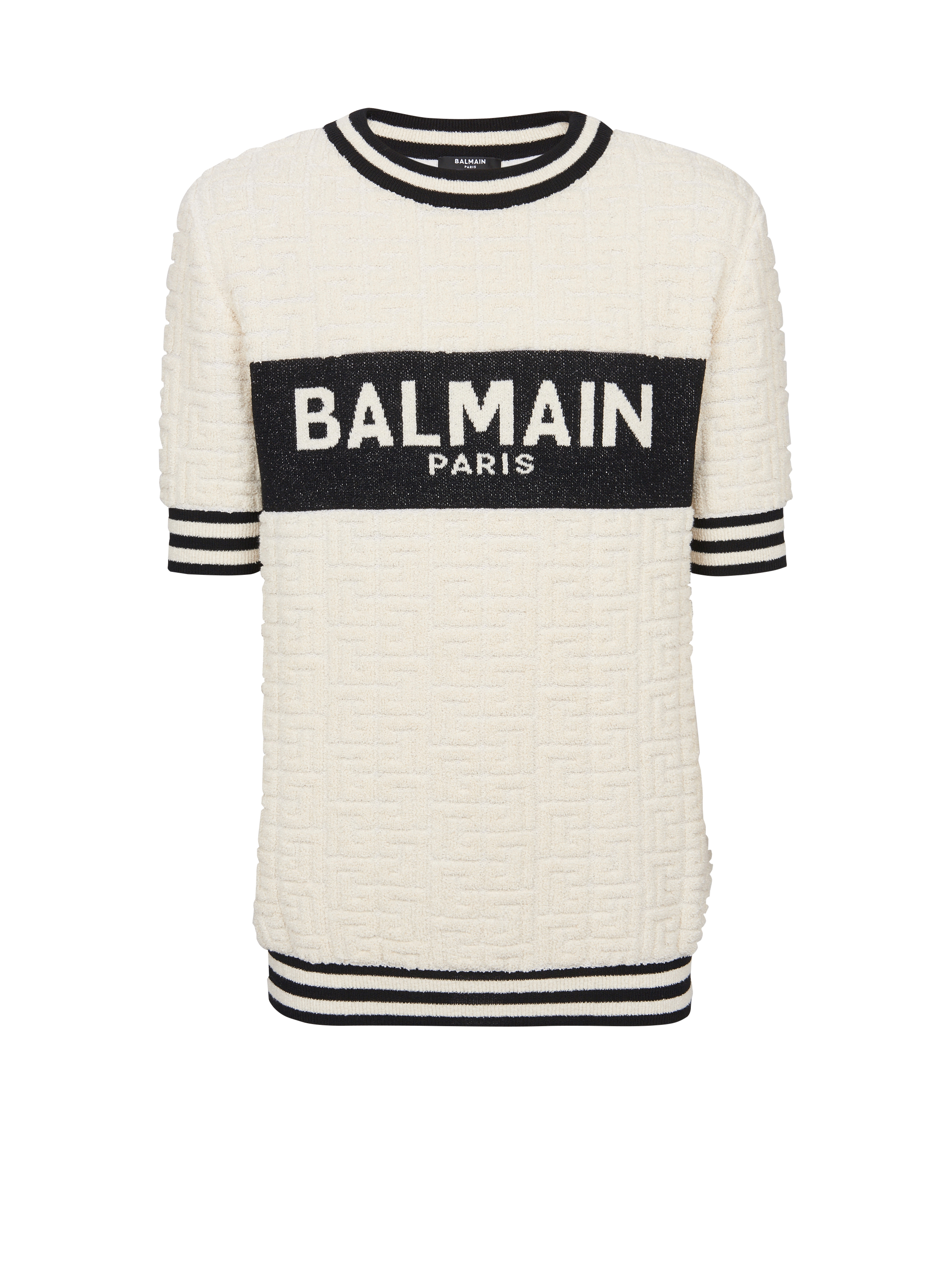 Balmain T-shirt aus Baumwoll-Frottee, WeiB, hi-res