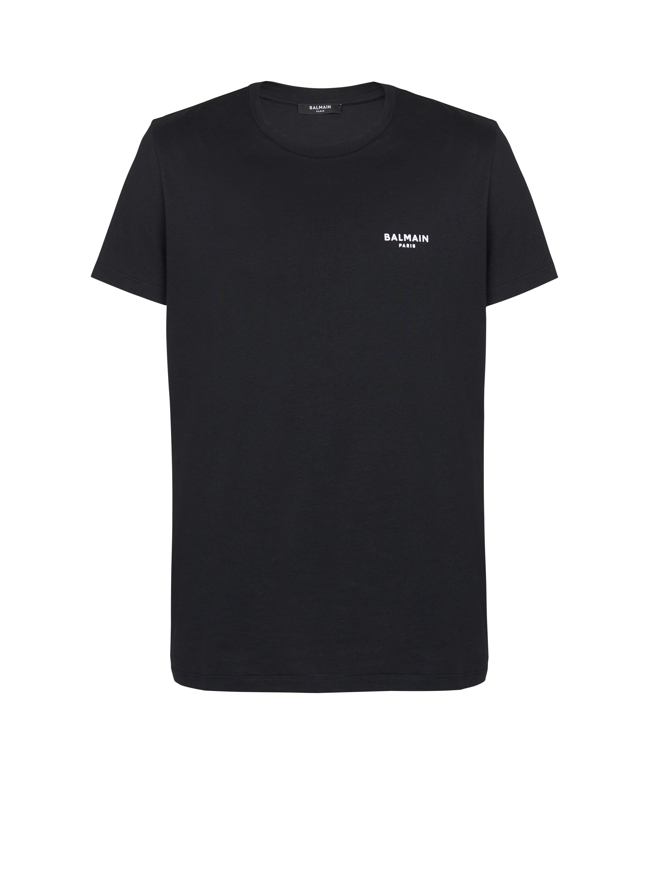 Camiseta con logotipo de Balmain serigrafiado, negro, hi-res