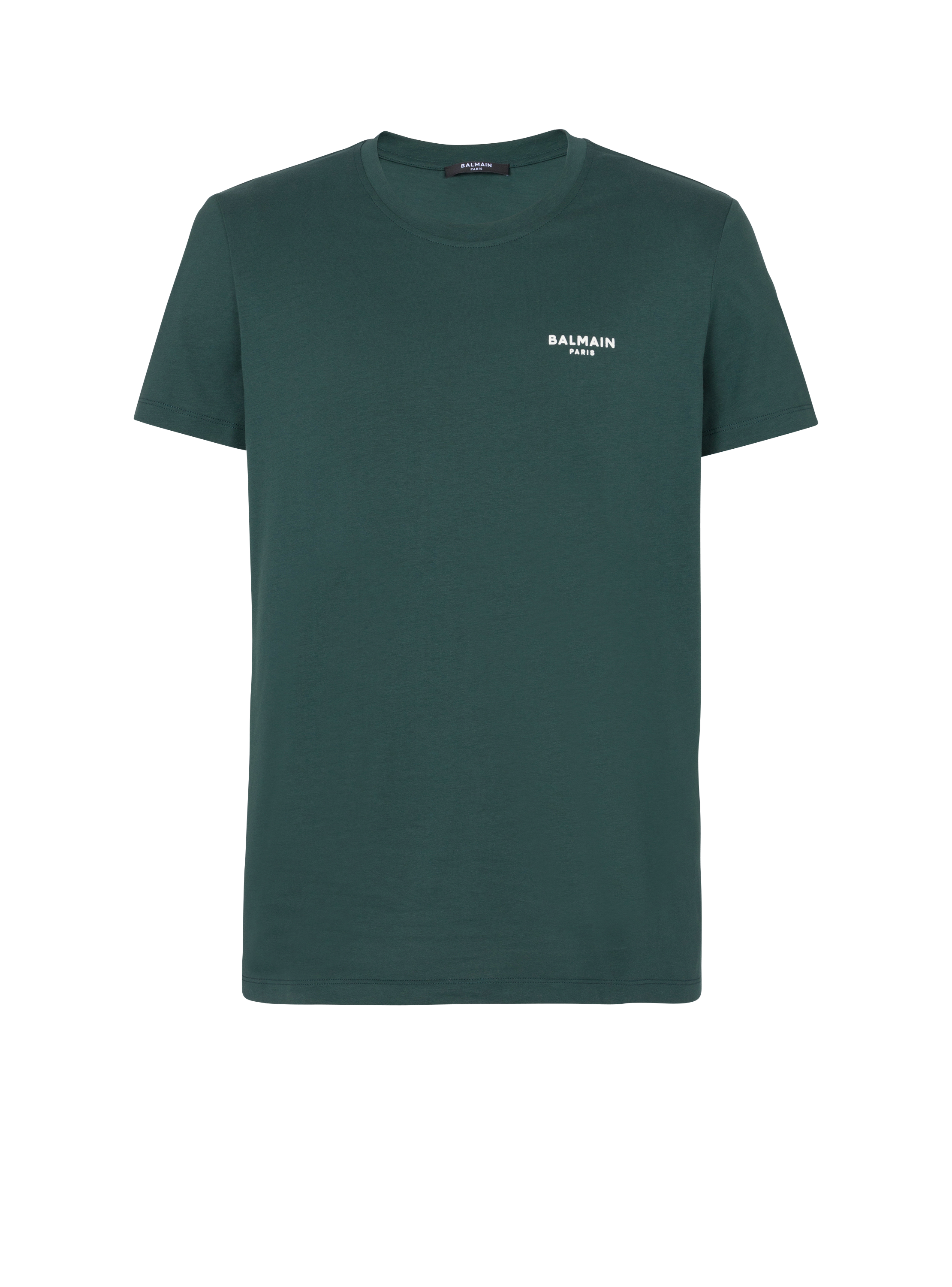 T-Shirt Balmain floccato, verde, hi-res