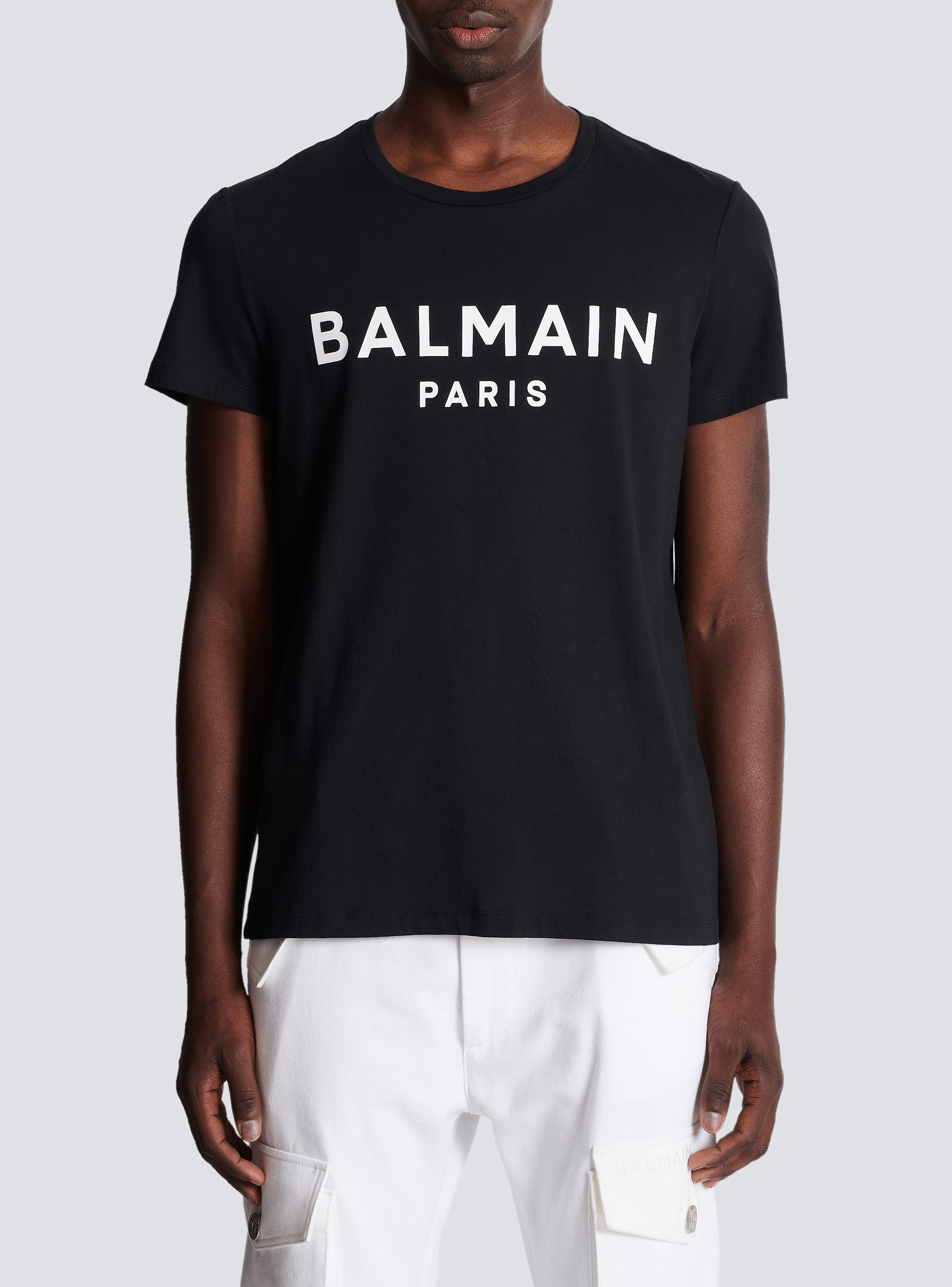 Eco-designed cotton T-shirt with Balmain Paris logo print