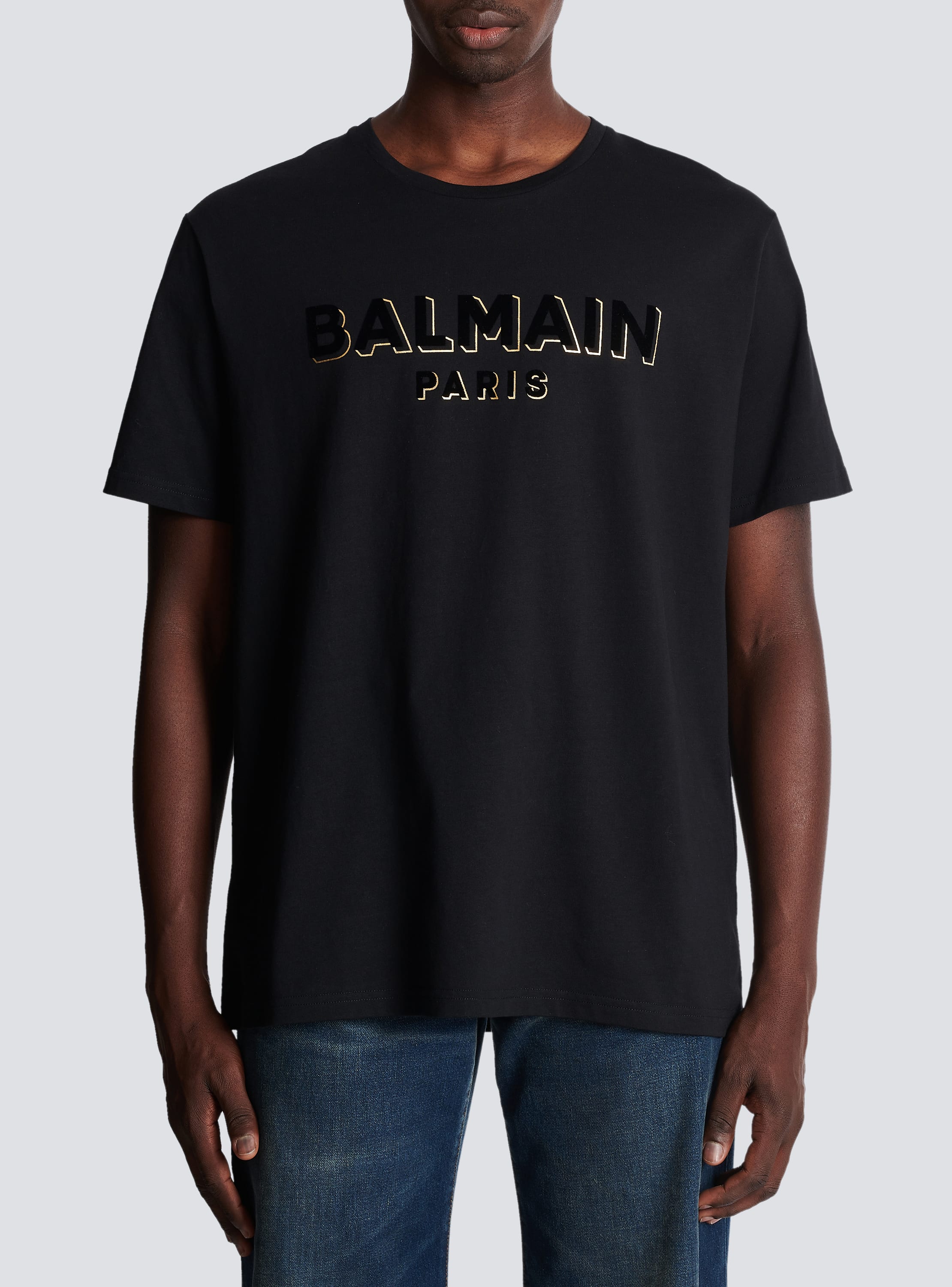 Balmain Flocked Monogram-pattern T-shirt in Black for Men