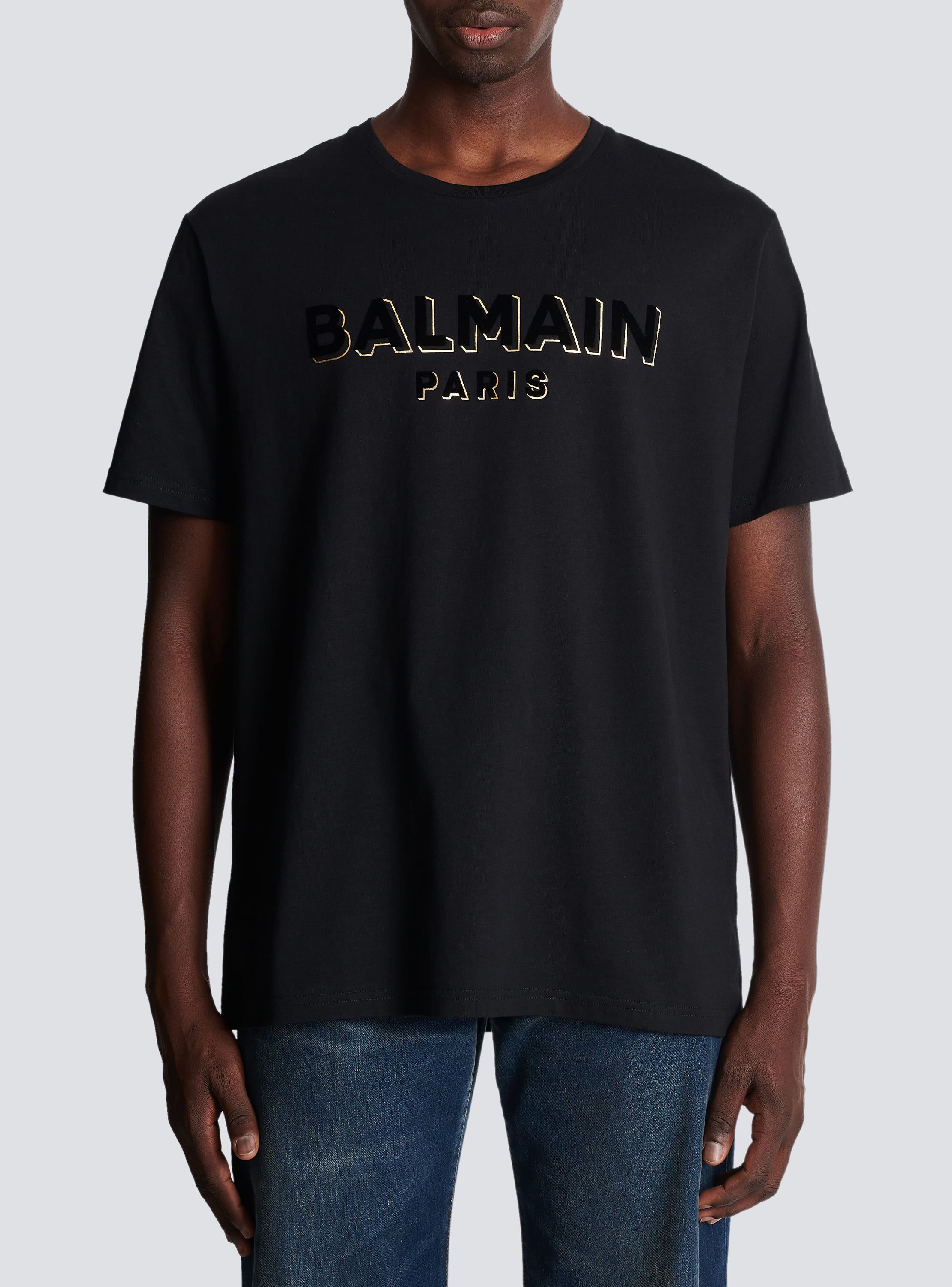 Grey balmain t shirt sale