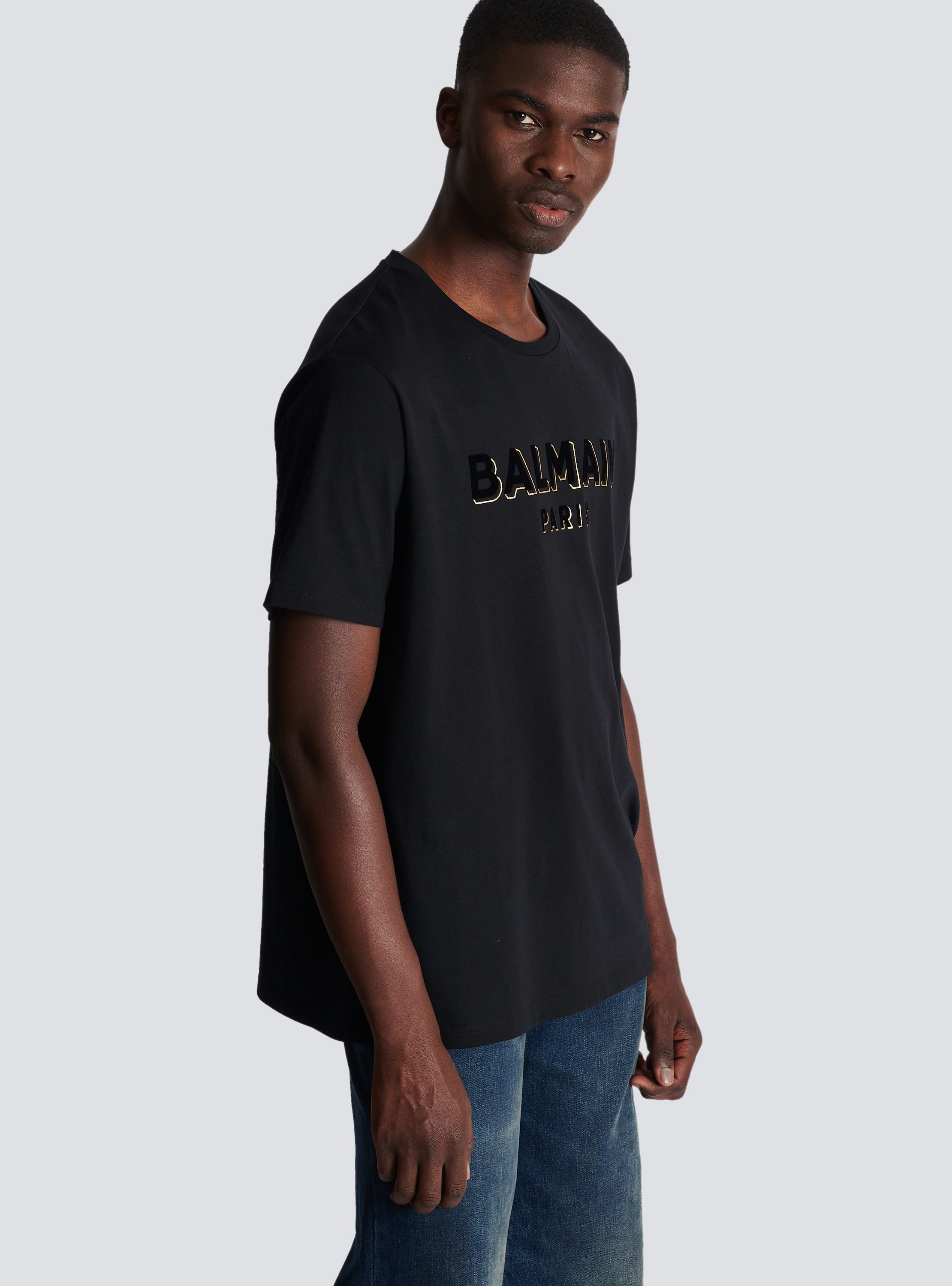 flocked-monogram T-shirt, Balmain