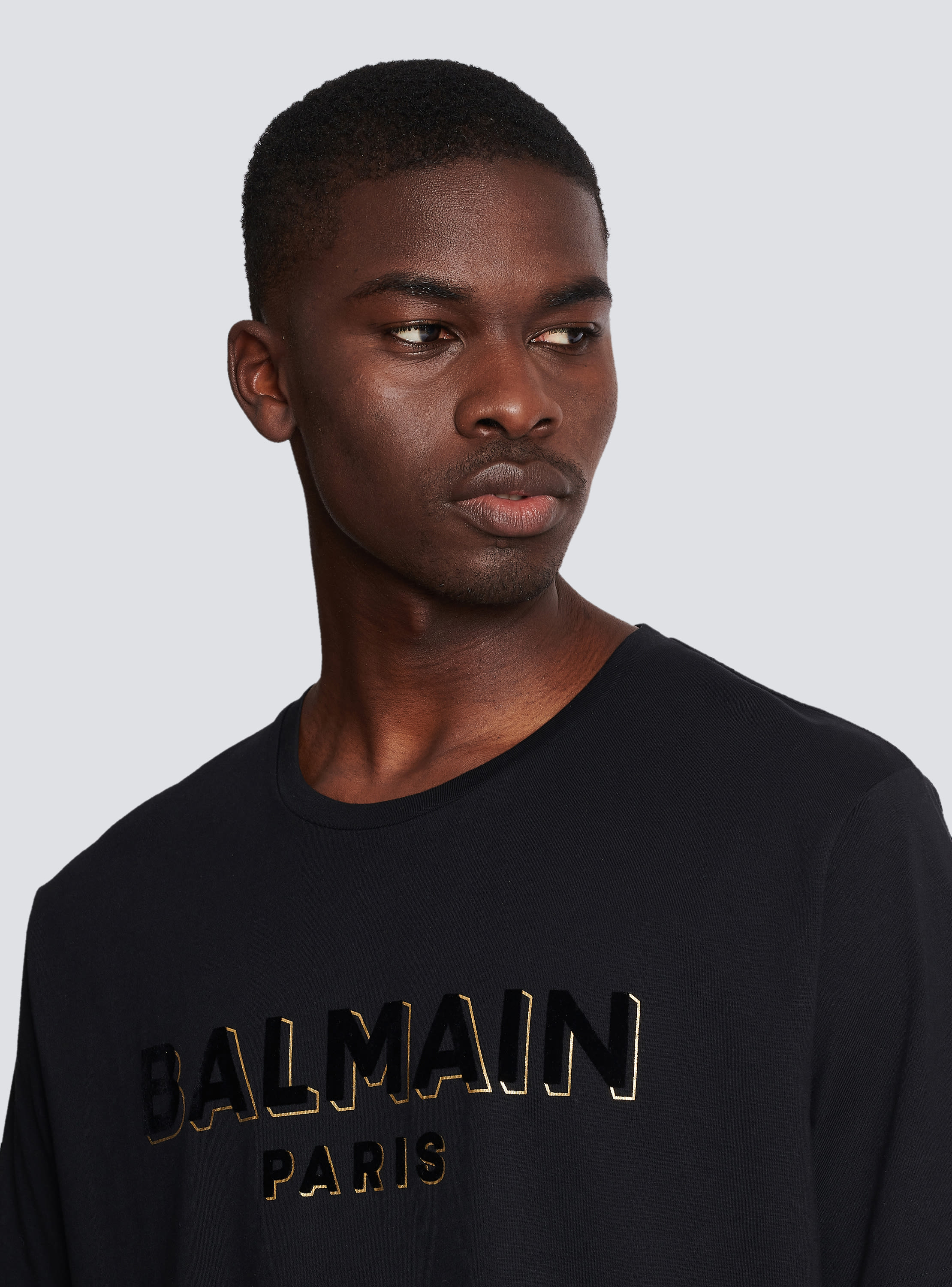 Black balmain t hot sale shirt