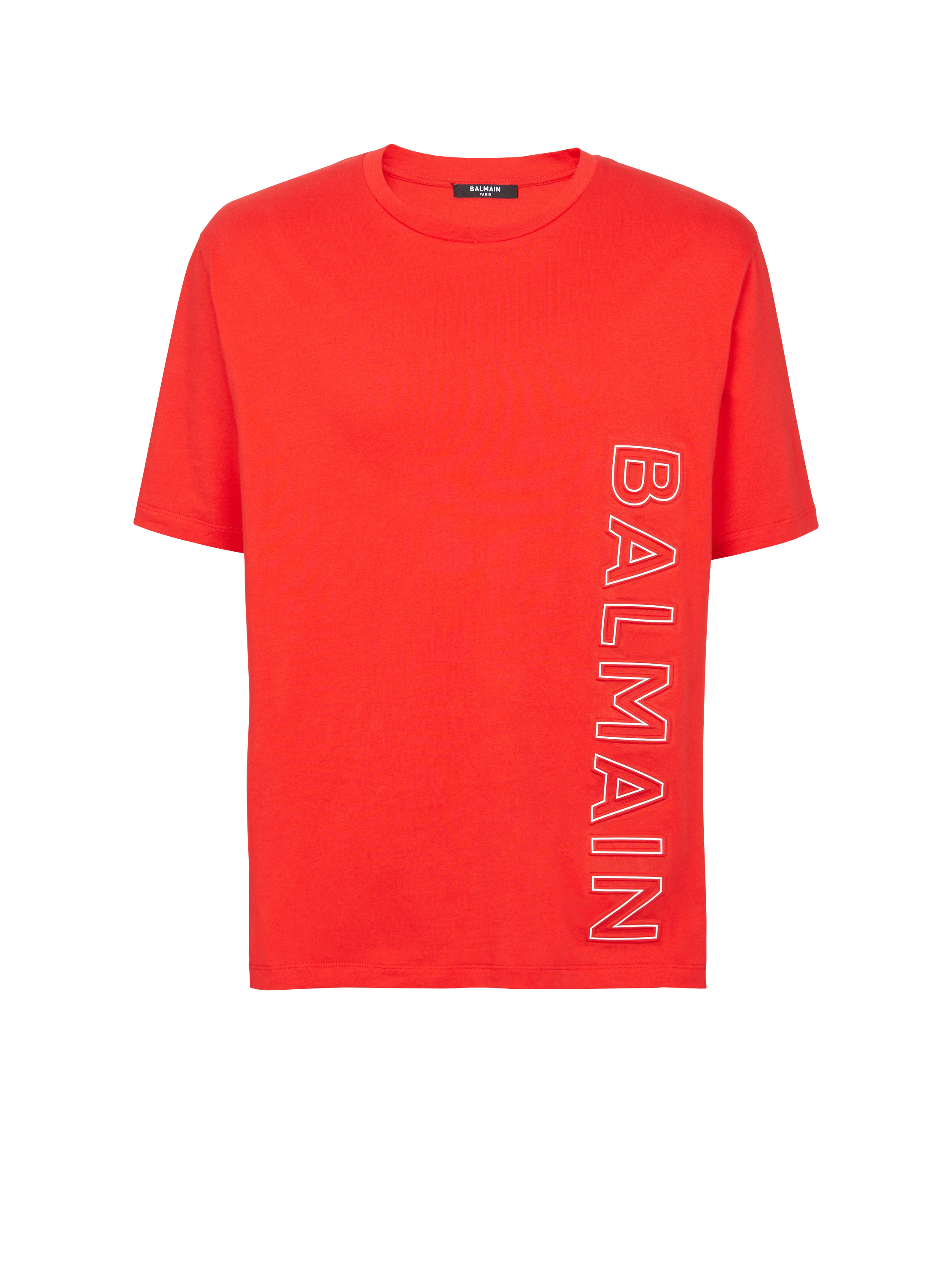 Embossed Balmain T-shirt, red, hi-res
