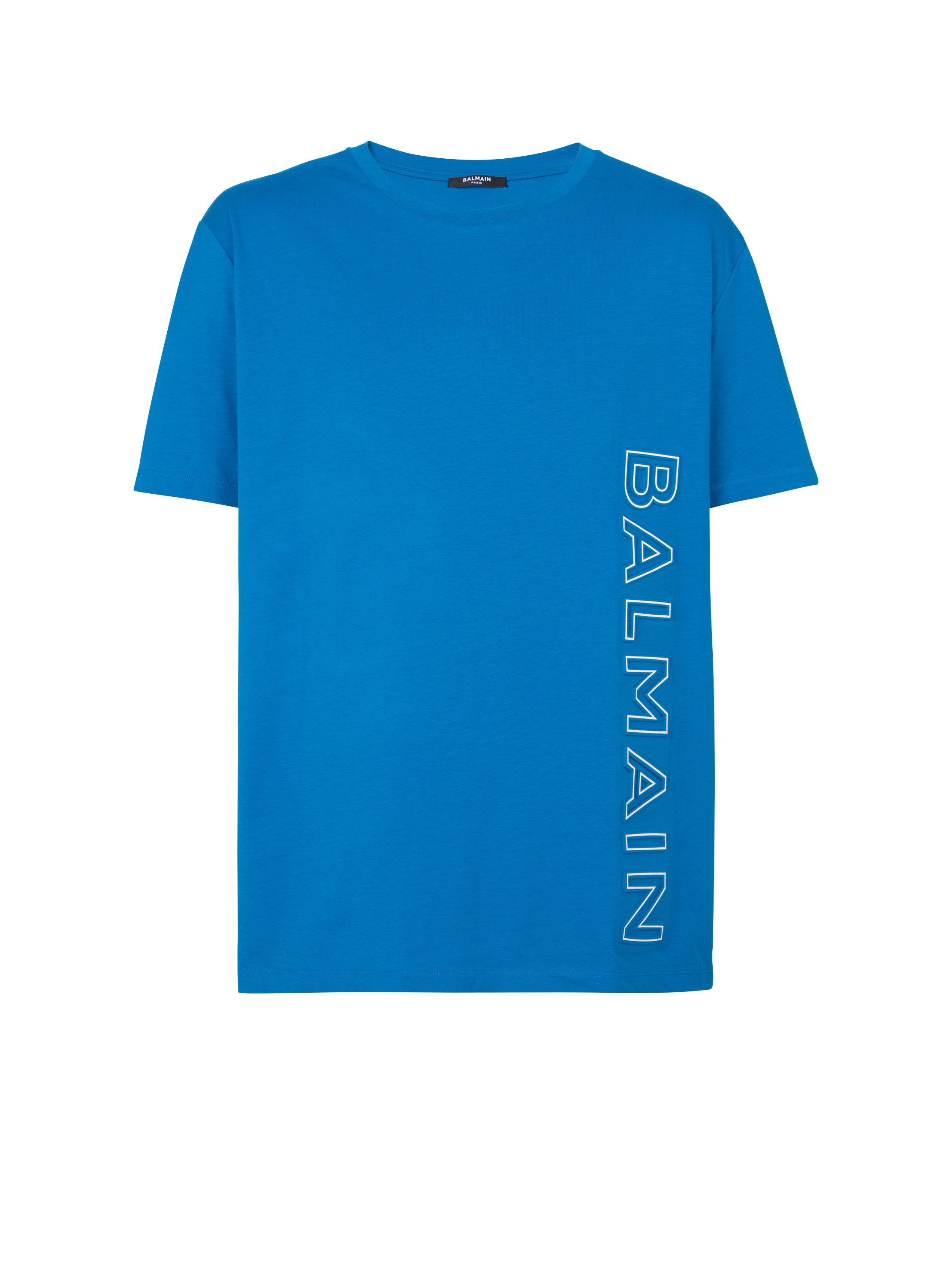 Embossed Balmain T-shirt, blue, hi-res