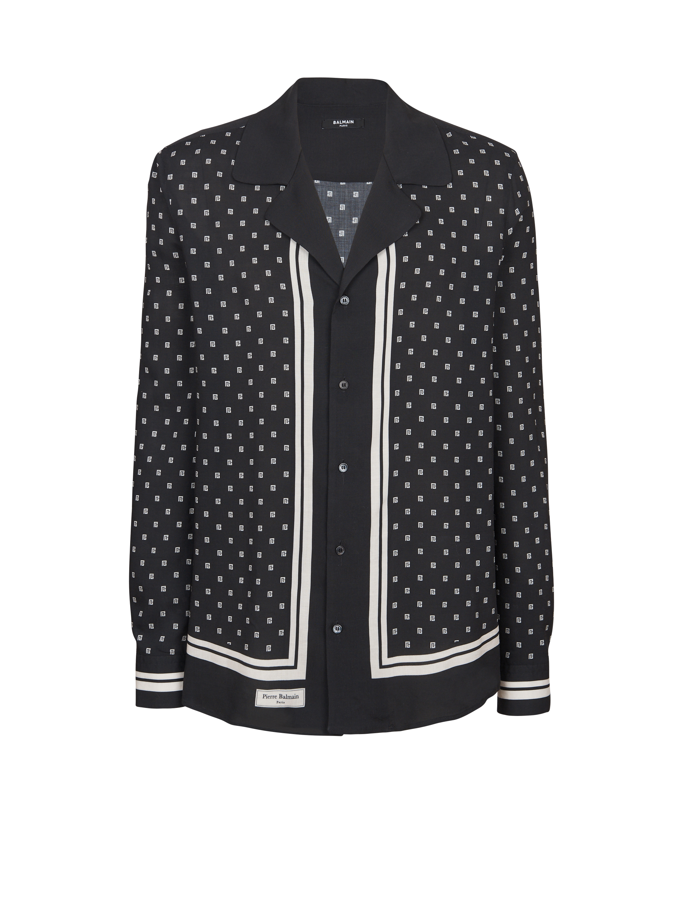 Shop Balmain Monogram-Print Button-Up Shirt