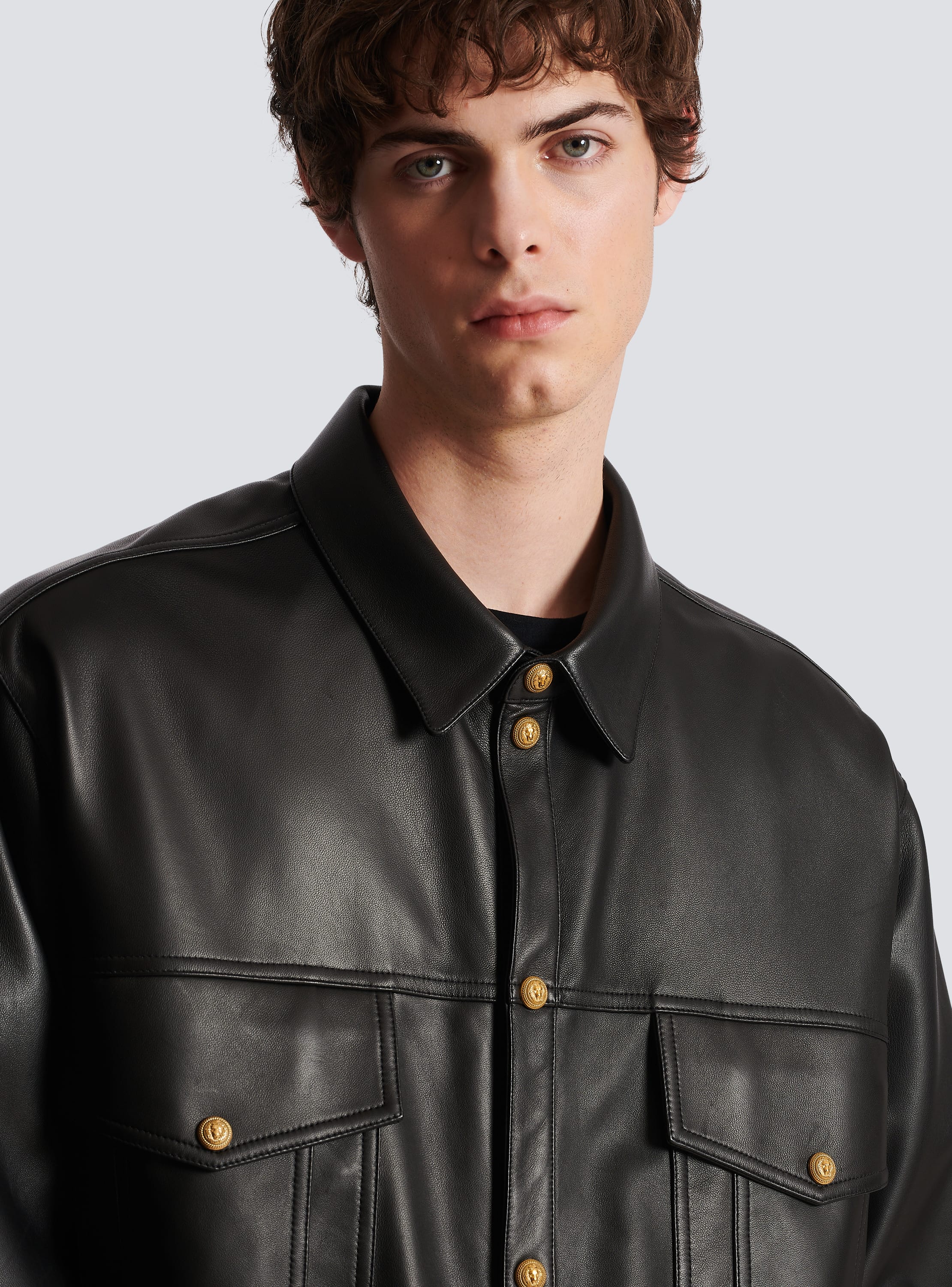 Leather overshirt