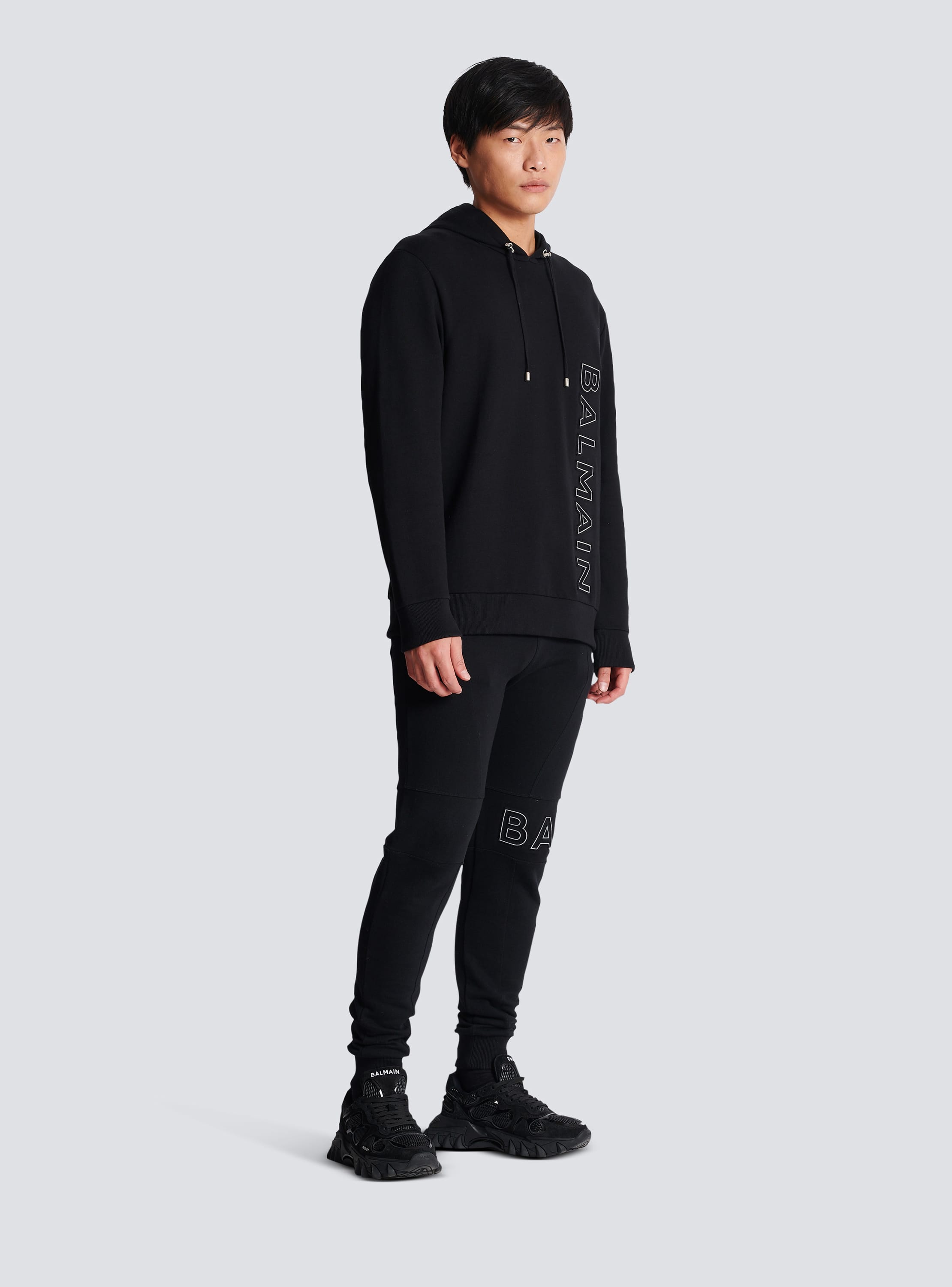 Balmain black hoodie discount mens