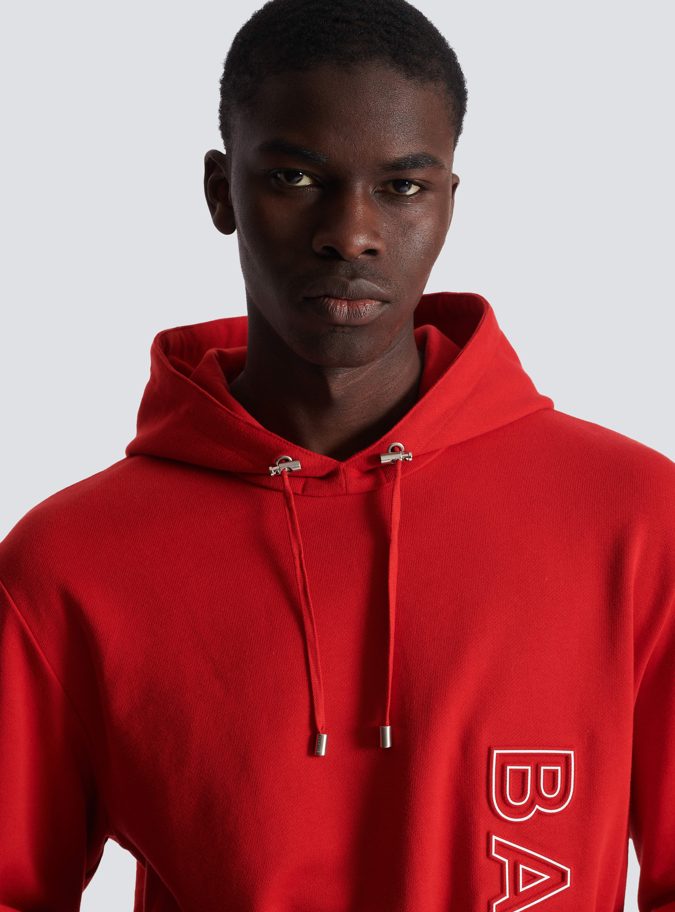 Embossed Balmain hooded sweatshirt red Men BALMAIN