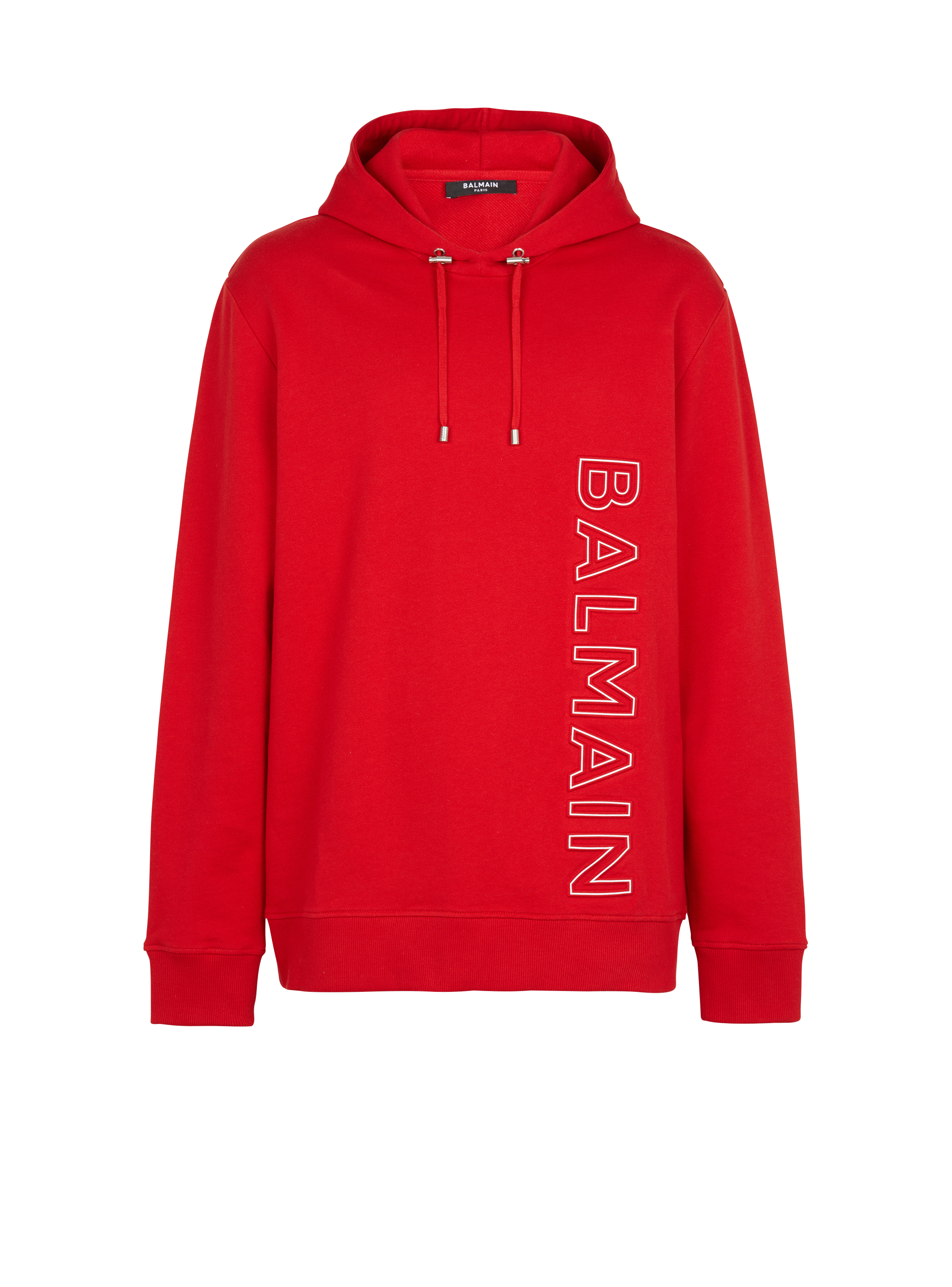 tjære eksplosion tæppe Embossed Balmain hooded sweatshirt red - Men | BALMAIN