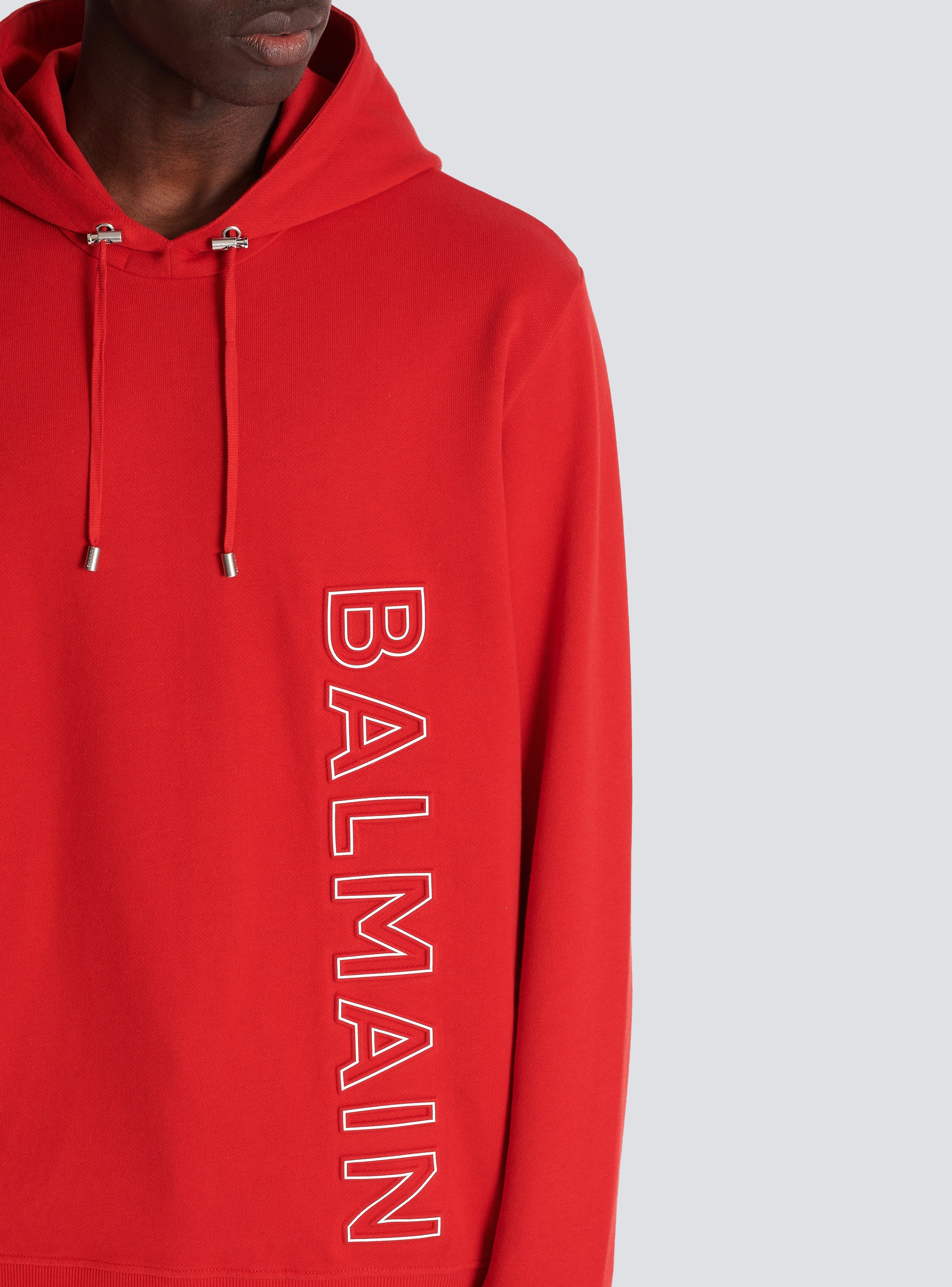 Embossed Balmain hooded red Men | BALMAIN