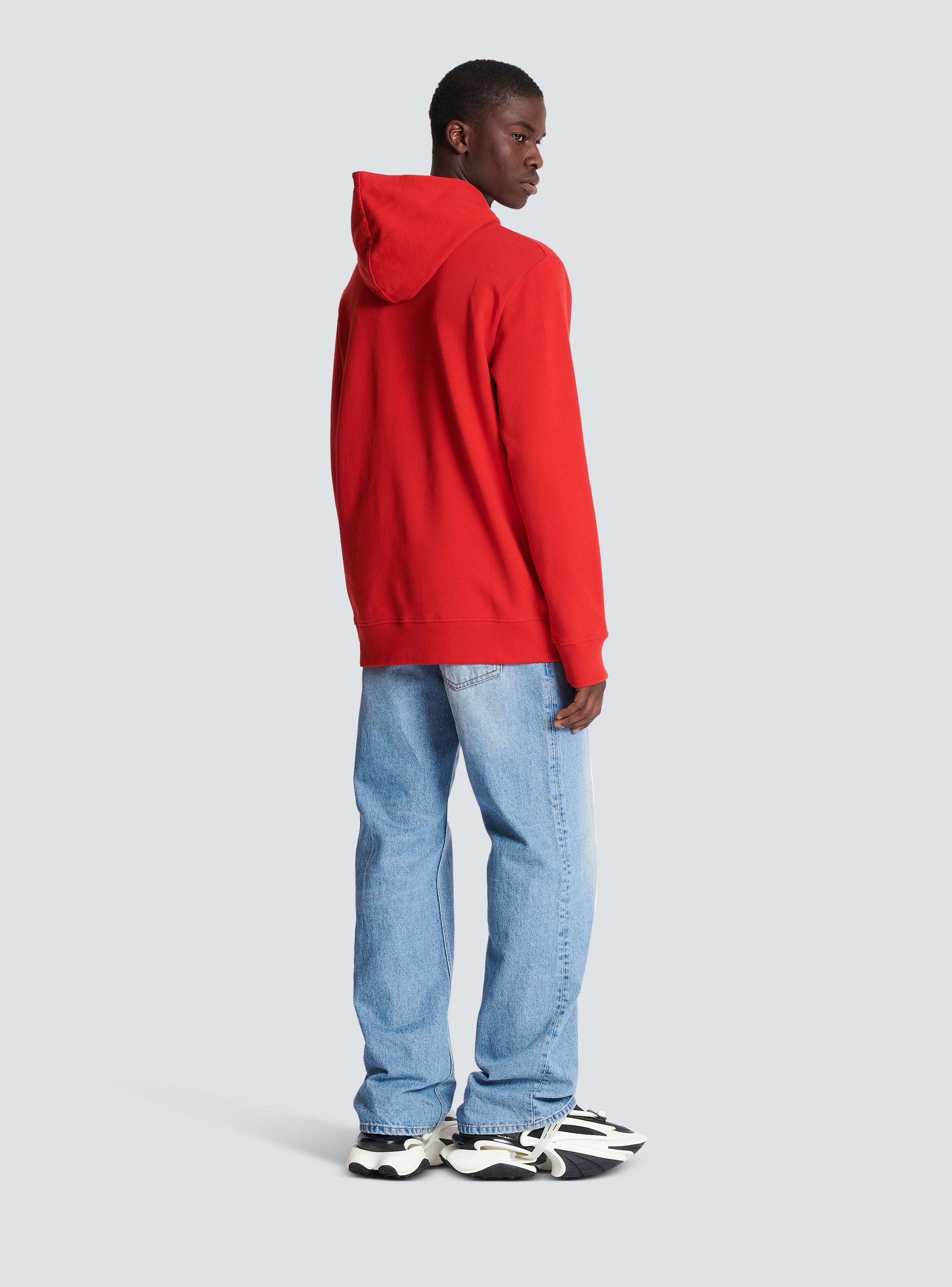 Embossed Balmain hooded sweatshirt red Men BALMAIN